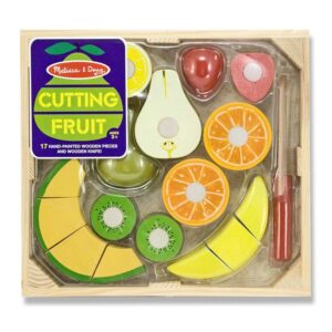 Melissa & Doug 17-Piece Wooden Cutting Fruit Set ?C Play Food Kitchen Accessory