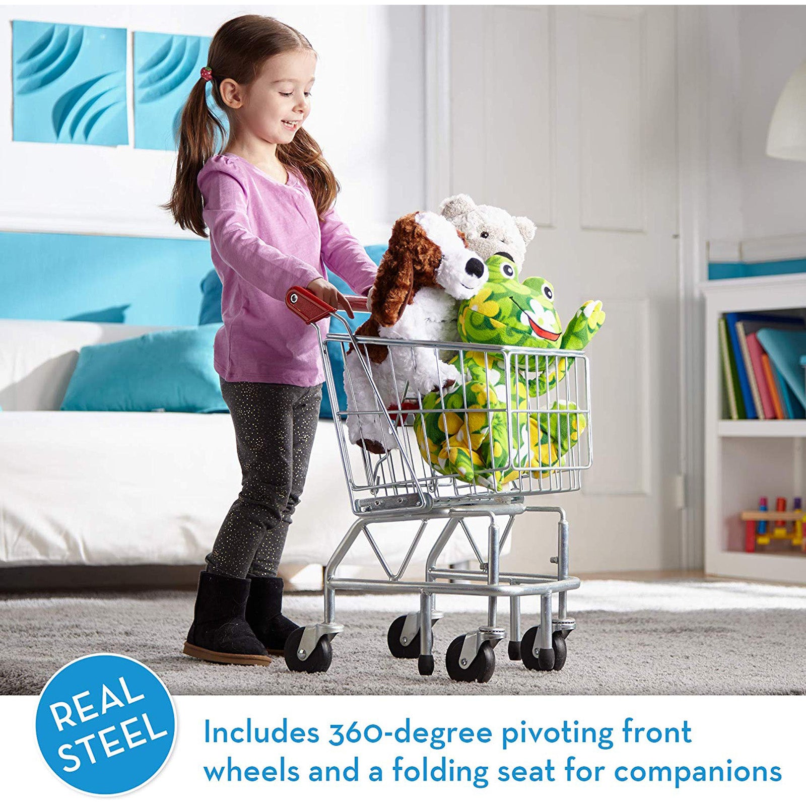 Melissa & Doug Deluxe Metal Shopping Cart Toy - Image 3