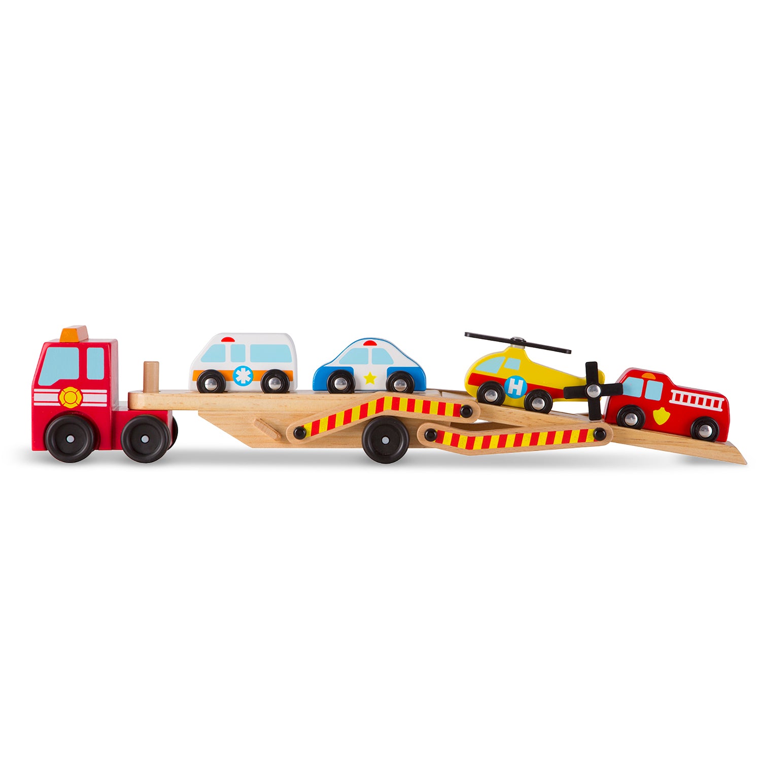 Melissa & Doug Wooden Emergency Vehicle Carrier Set - Image 3