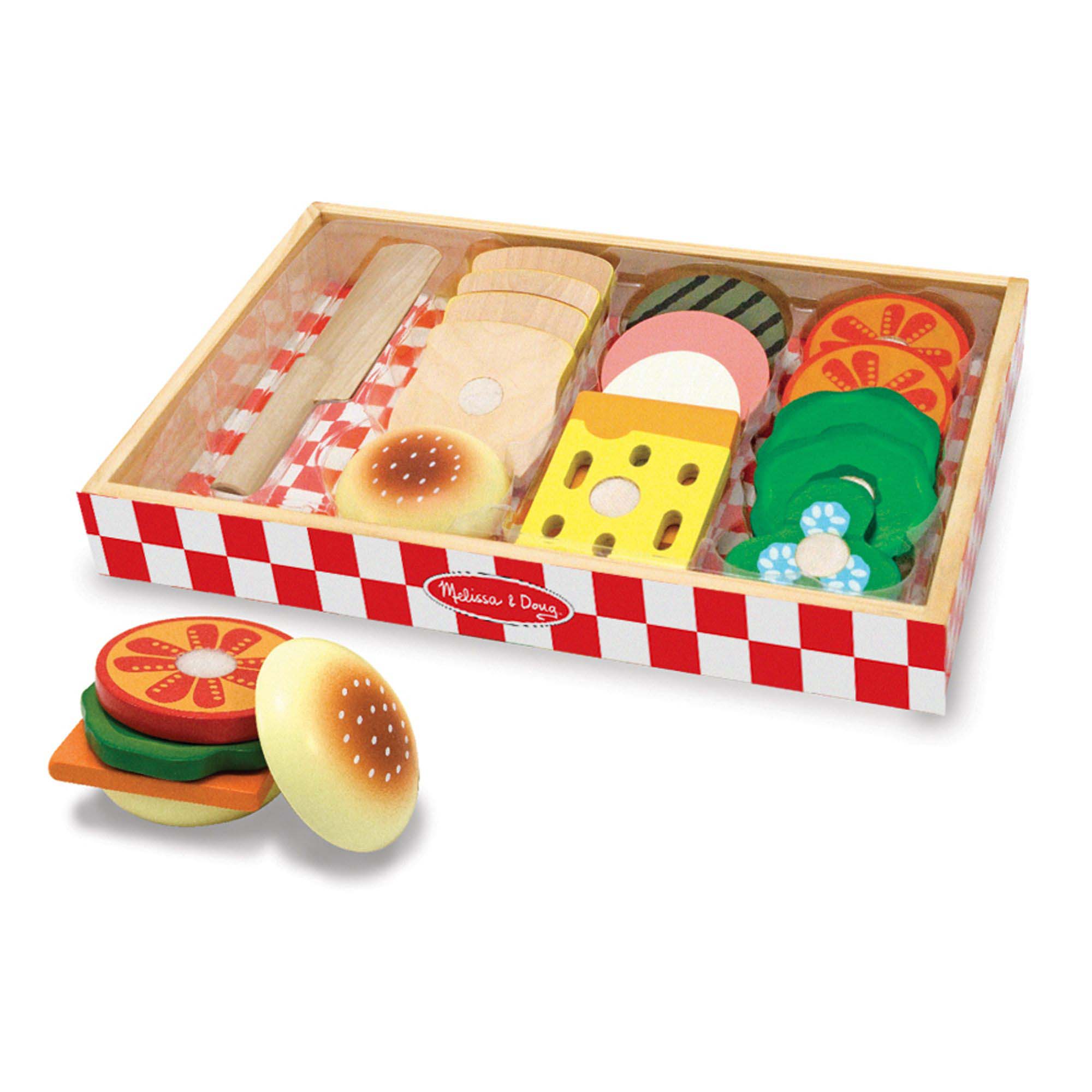 Melissa & Doug 16-Piece Wooden Sandwich Shop Play Set - Image 2