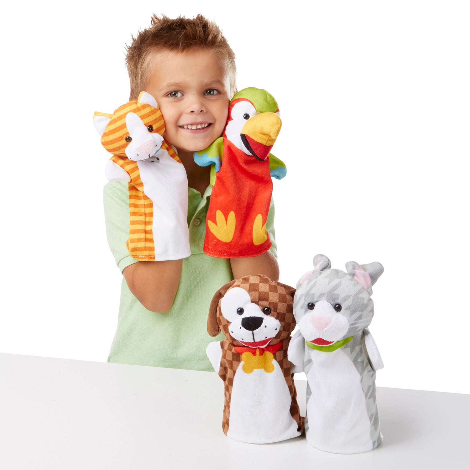 Melissa & Doug Playful Pets Hand Puppet Set - 4 Puppets Included - Image 2