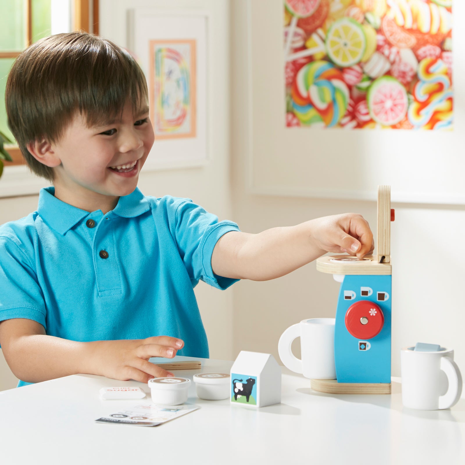 Melissa & Doug 8-Piece Wooden Brew & Serve Coffee Set - Image 3
