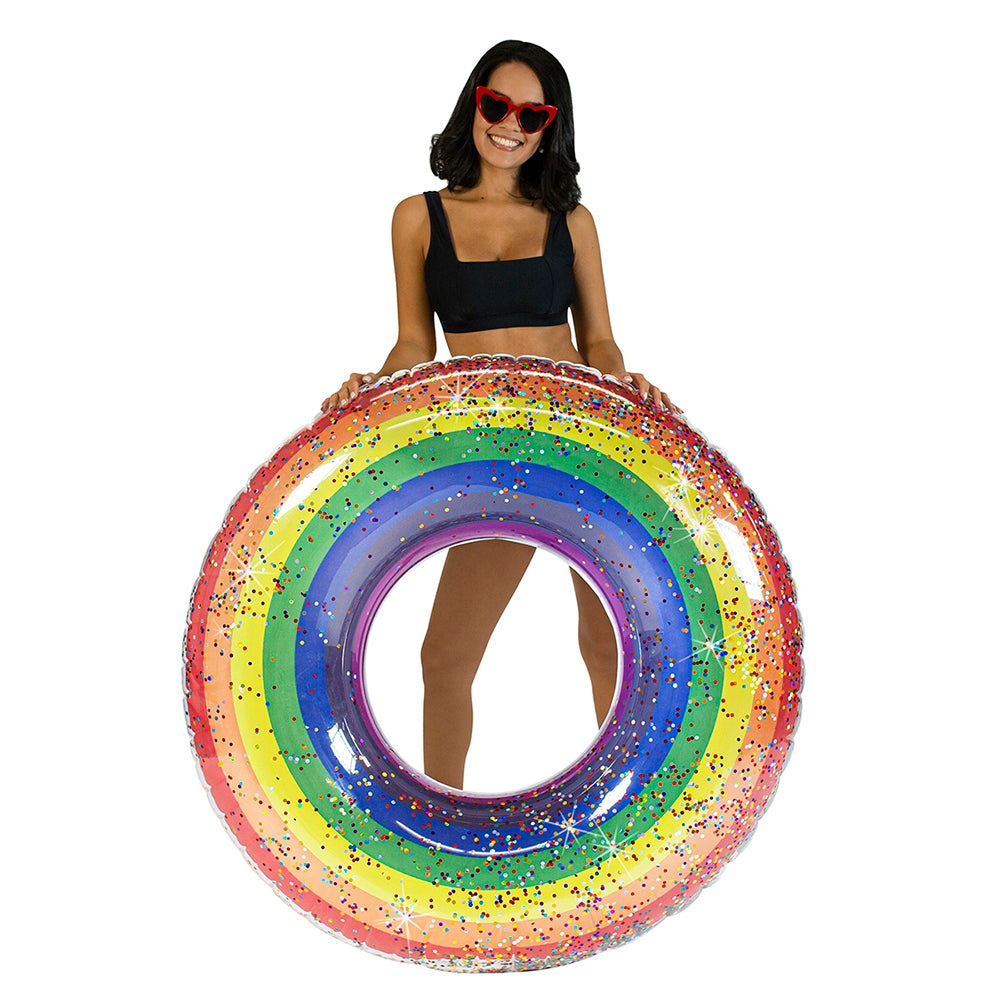 PoolCandy Rainbow Collection 48" Glitter Pool Tube - Classic Rainbow - Image 2