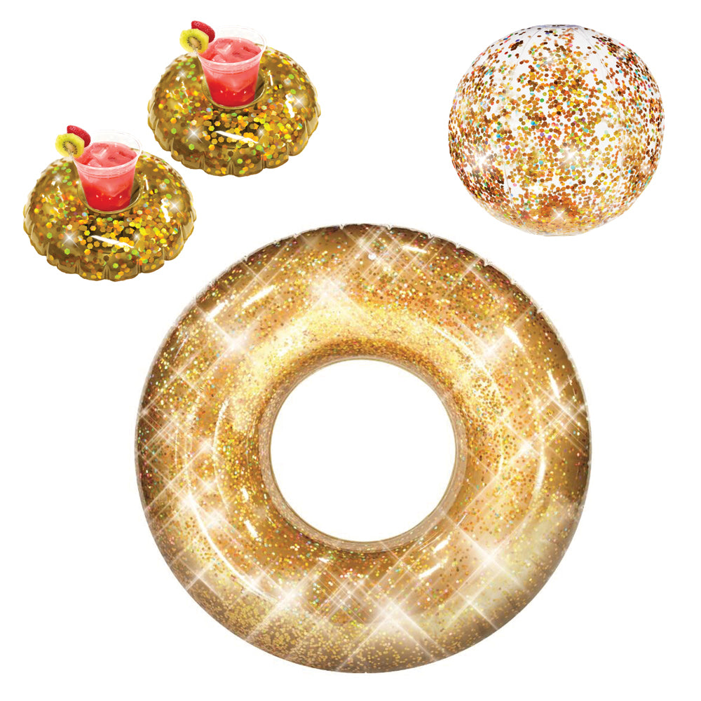PoolCandy Sparkling Gold Glitter Pool Party Pack - 4pc Set