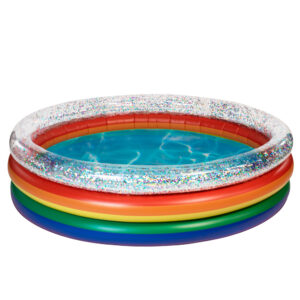 Poolcandy Rainbow Collection 3-Ring Inflatable Sunning Pool - Multicolor Glitter