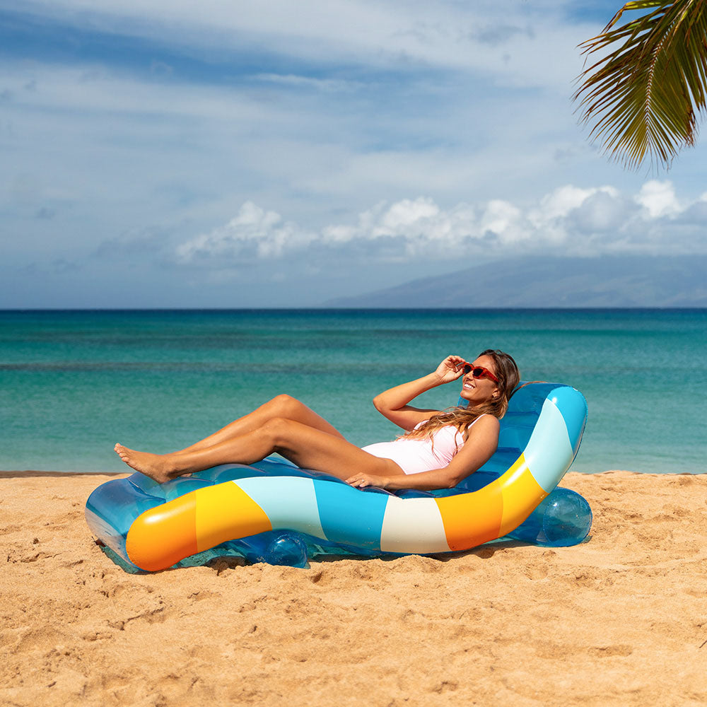 PoolCandy Good Vibes Floating Chaise Lounger - Dual Use, Vibrant Blue - Image 2