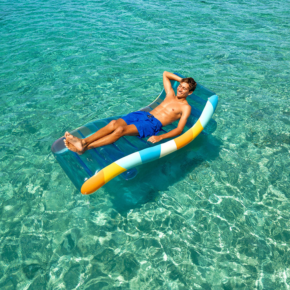 PoolCandy Good Vibes Floating Chaise Lounger - Dual Use, Vibrant Blue - Image 4