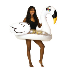 PoolCandy Deluxe 48" Gold Glitter Swan Pool Tube