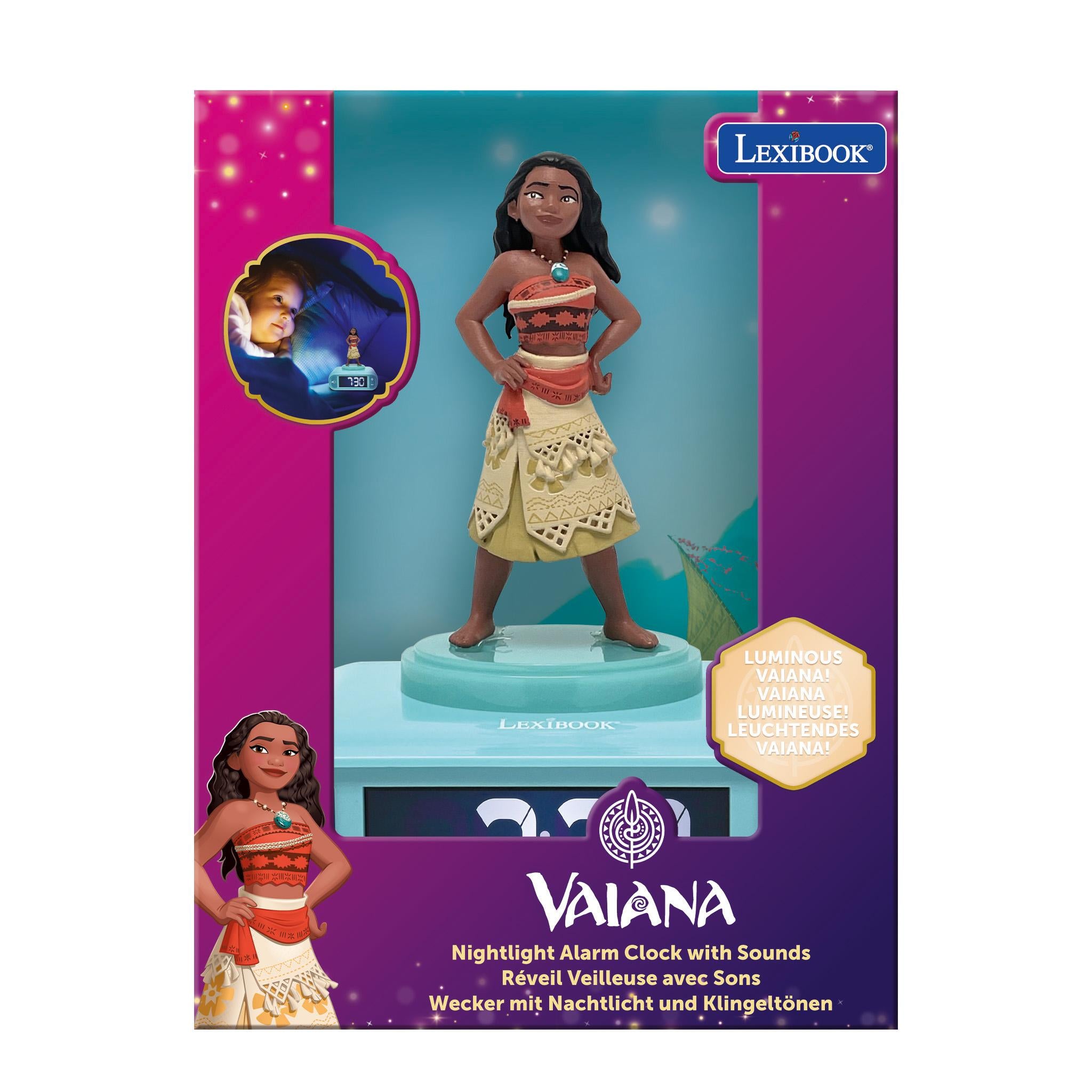 Lexibook Disney Vaiana Night Light Alarm Clock - Moana Themed - Image 6