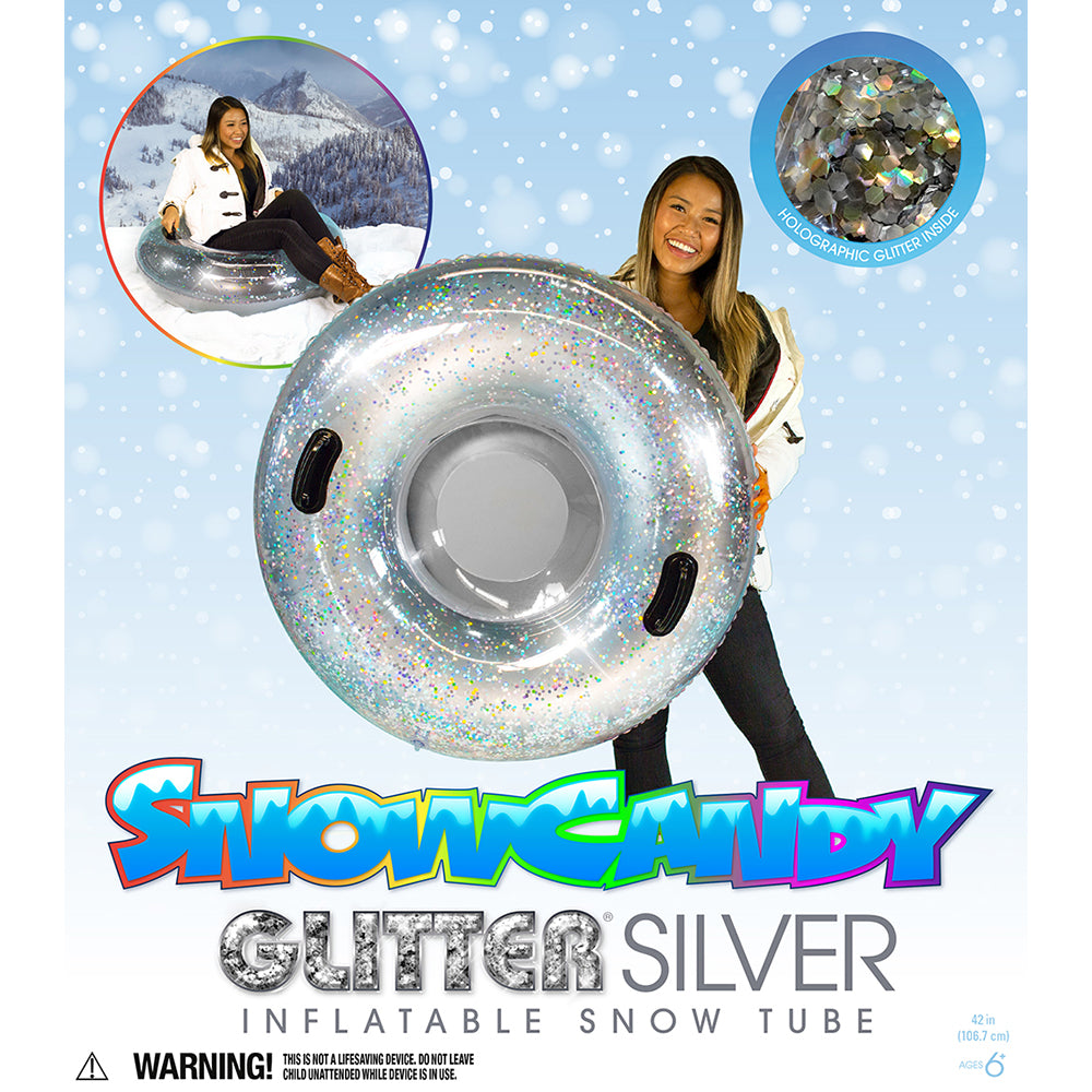 42-inch SnowCandy Glitter Snow Tube - Dazzling Silver - Image 2