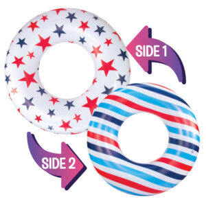 PoolCandy Americana 36-Inch Pool Tube - Double-Sided Stripes & Stars Design