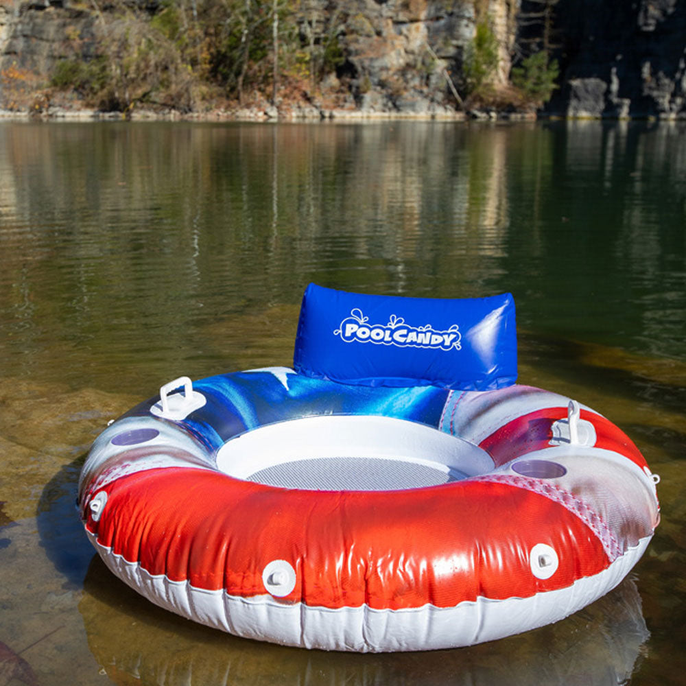 PoolCandy Stars & Stripes 48-inch RealPrint River Tube with Back Rest - Image 4