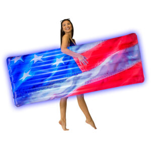 PoolCandy Stars & Stripes LED Deluxe Pool Raft - 74 x 30 Inch