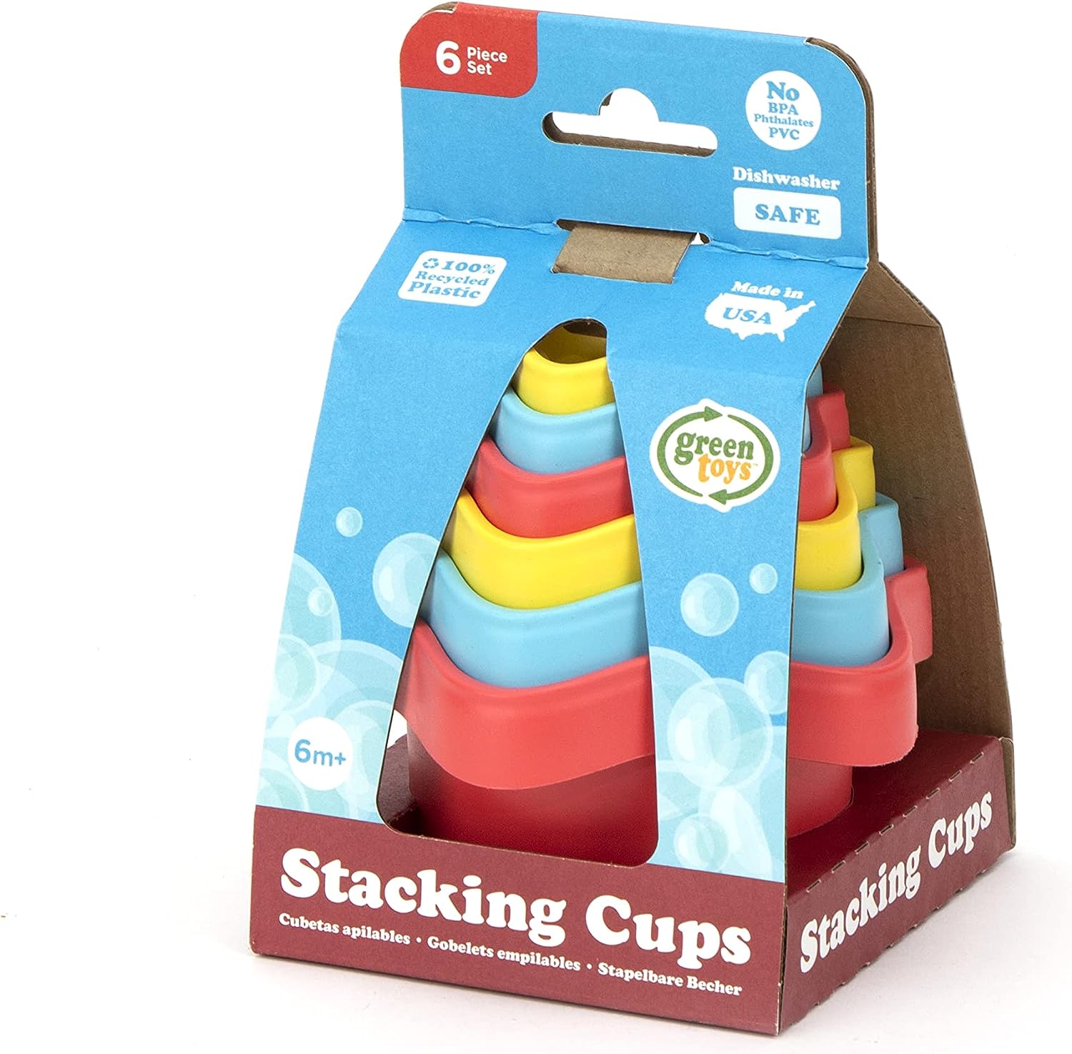 Green Toys Eco-Friendly Stacking Cups ???? Purple/Blue/Green Bath Toy - Image 3