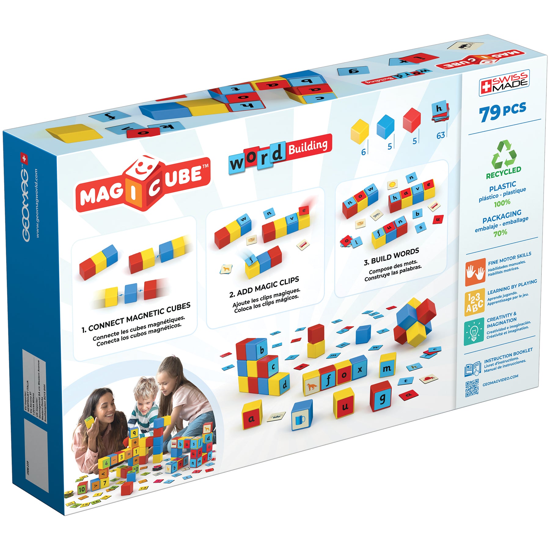 Geomag Magicube 79-Piece Word Building Set - Recycled Materials - Image 2