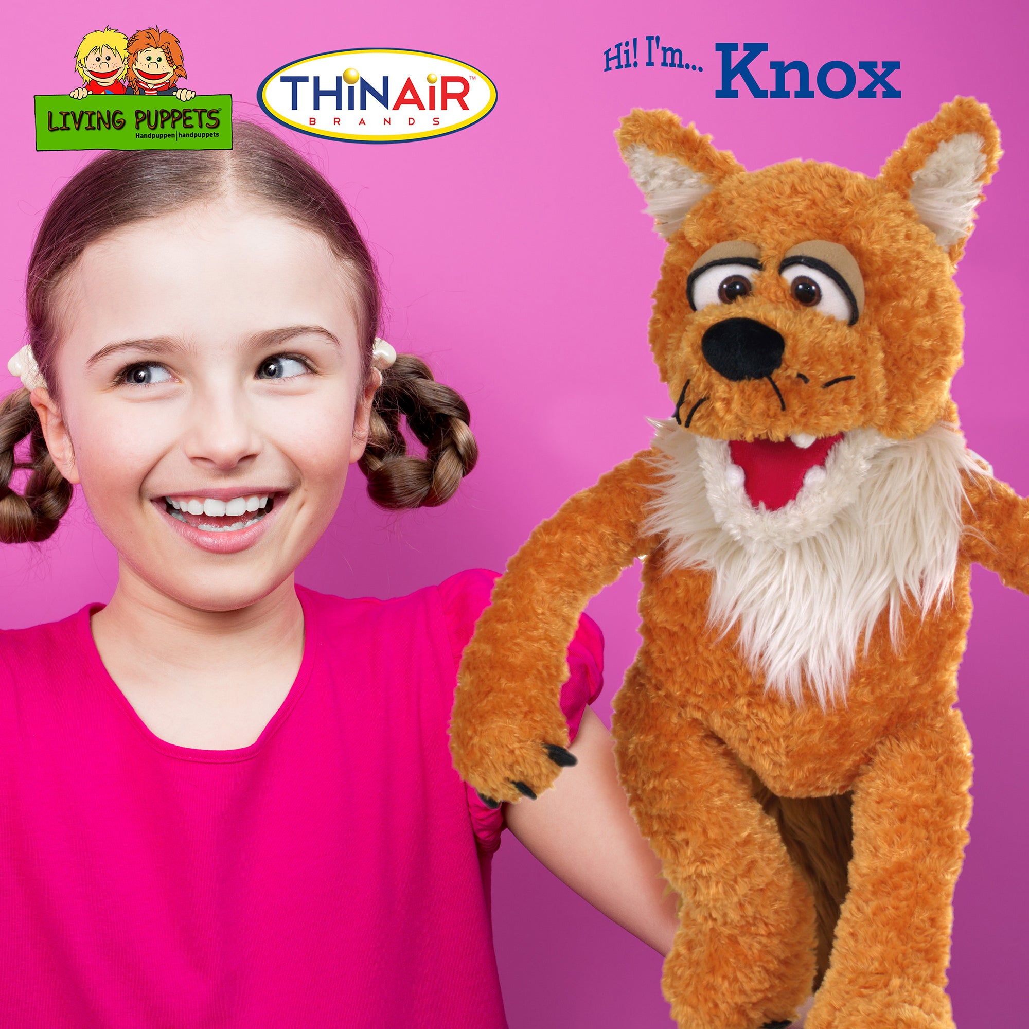 Living Puppets Knox The Orange Fox 17-Inch Handmade Plush Puppet - Image 3