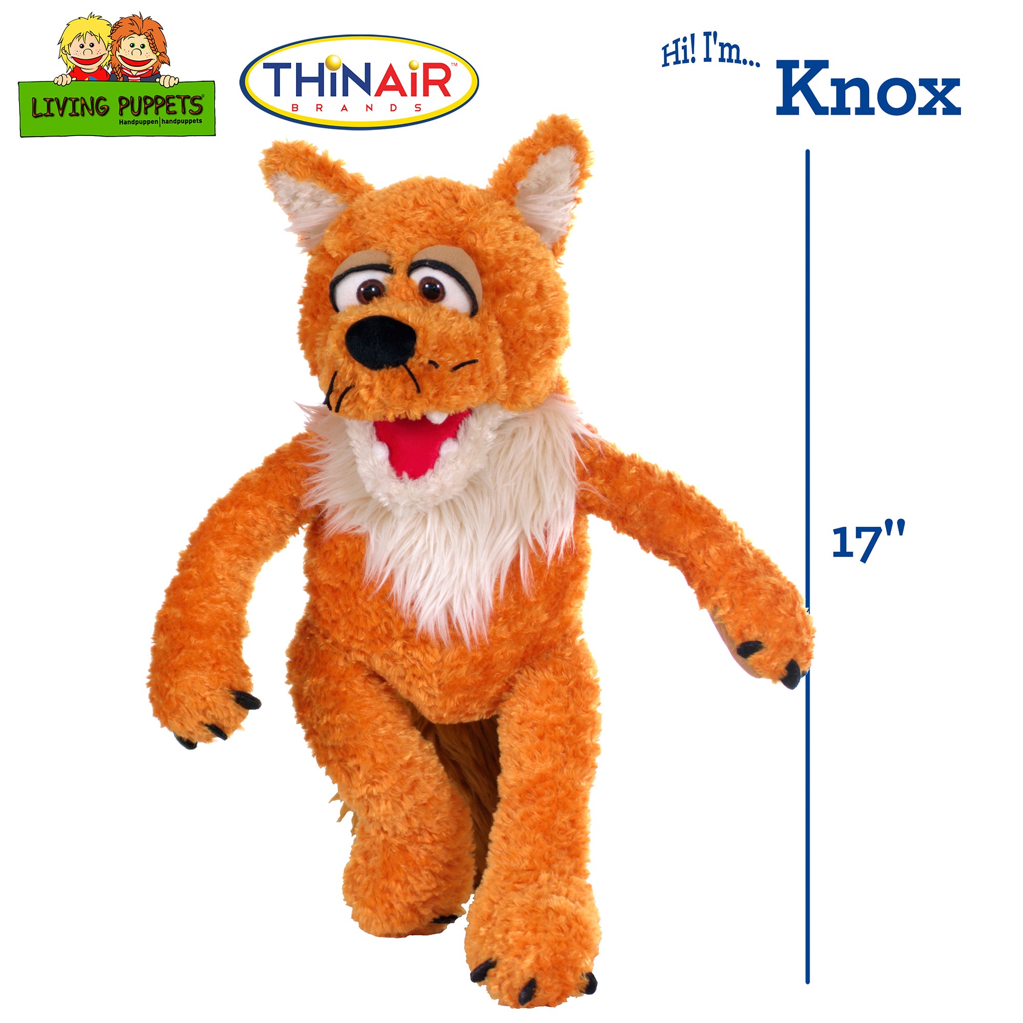Living Puppets Knox The Orange Fox 17-Inch Handmade Plush Puppet - Image 2