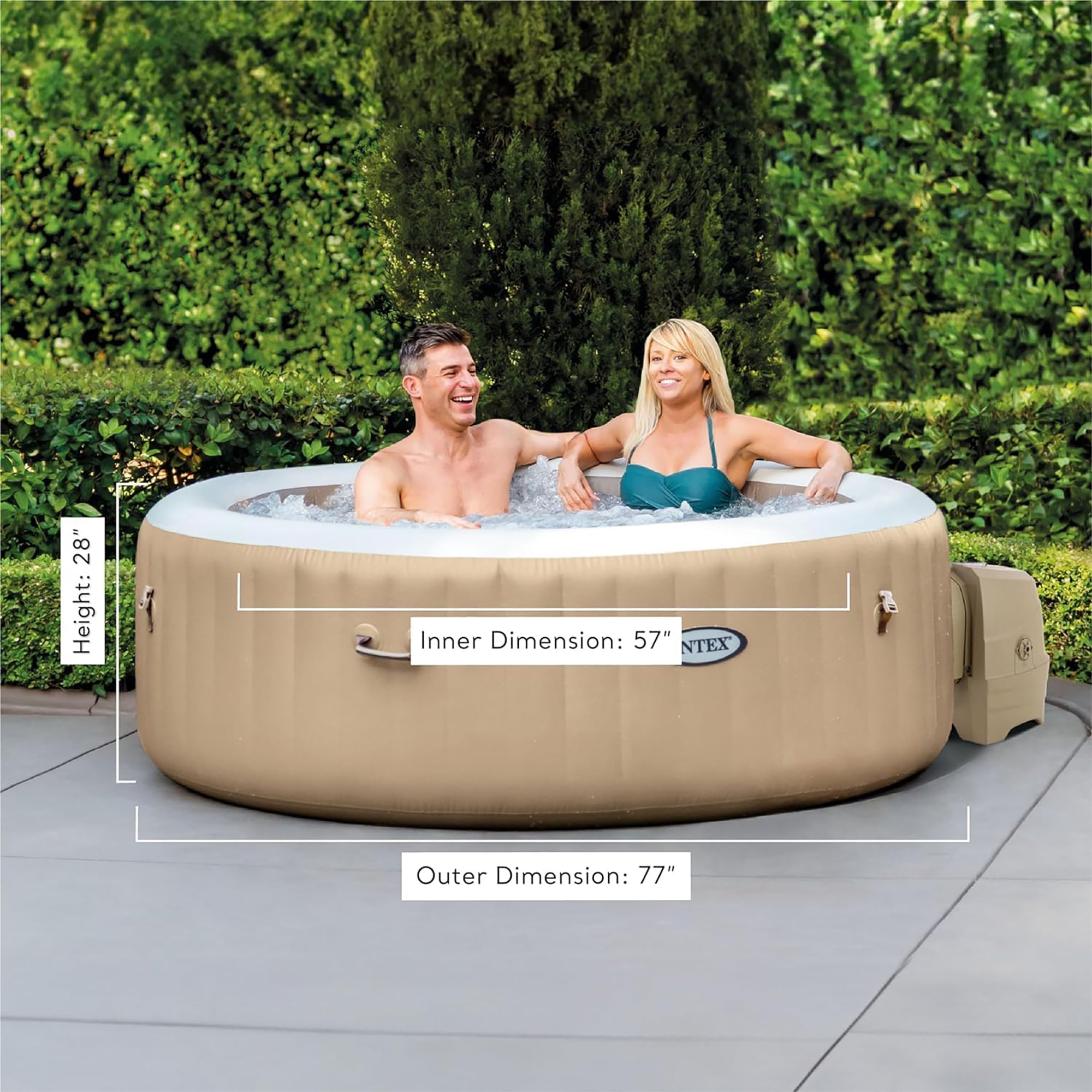 Intex PureSpa Sahara Tan 4-Person Inflatable Hot Tub ?C 77" Round with Jets - Image 3