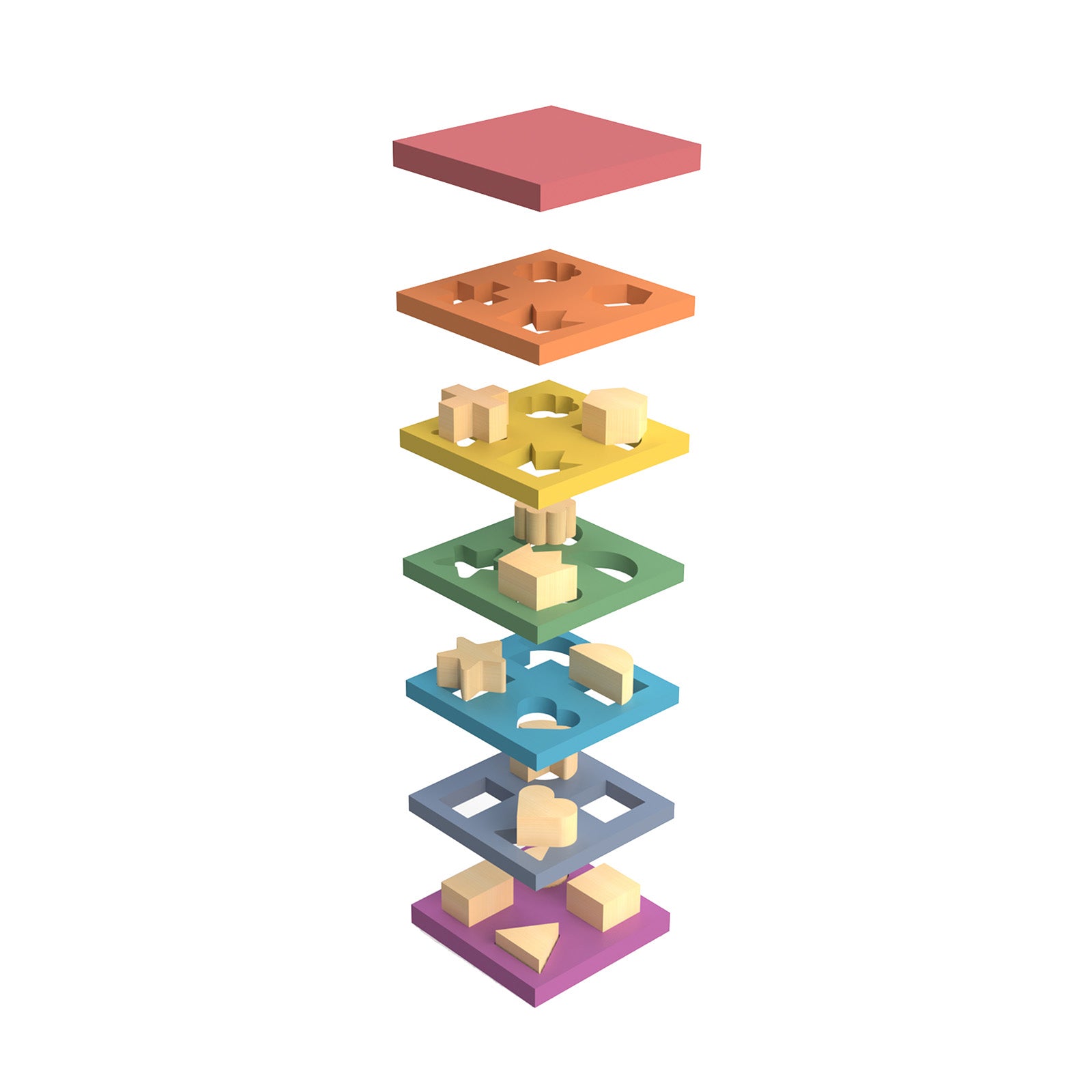 TickiT Rainbow Wooden Shape Stacker ???? Colorful Educational Toy - Image 3
