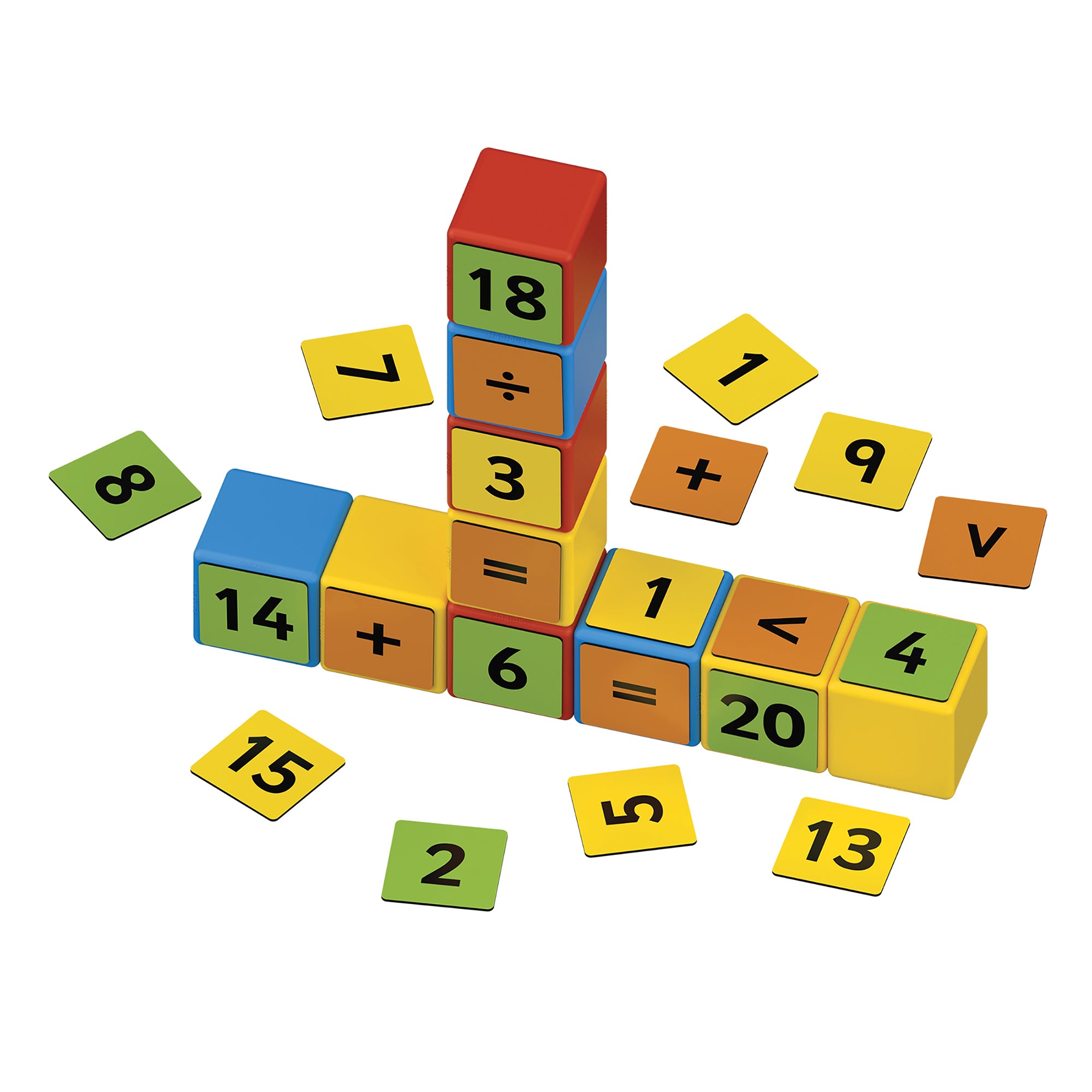 Geomag Magicube Math Building Set - 61 Pieces, Recycled, Colorful Magnetic Blocks - Image 3