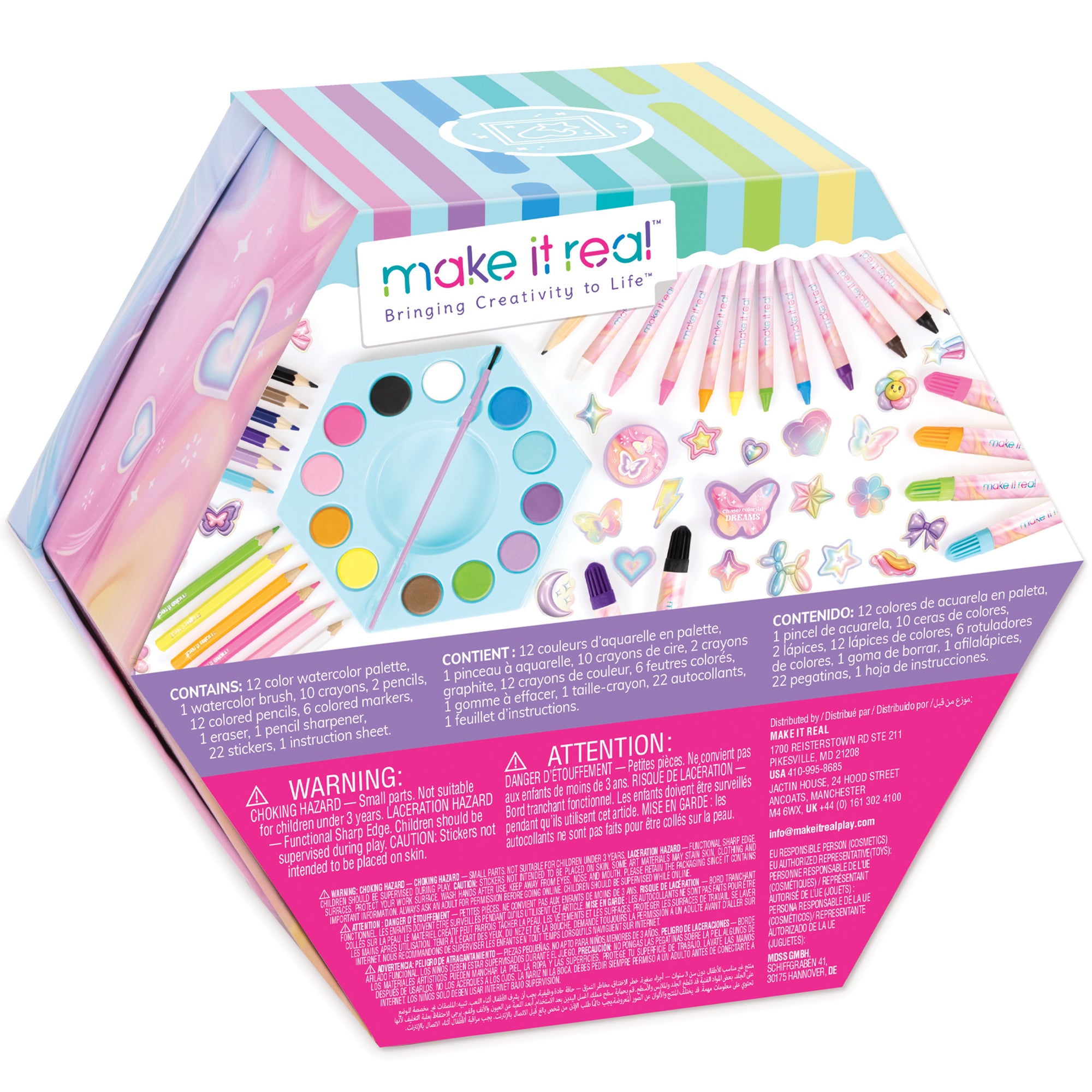 Make It Real Creative Heart Art Studio Set - Hexagon 68pc Kit for Tween Girls - Image 4