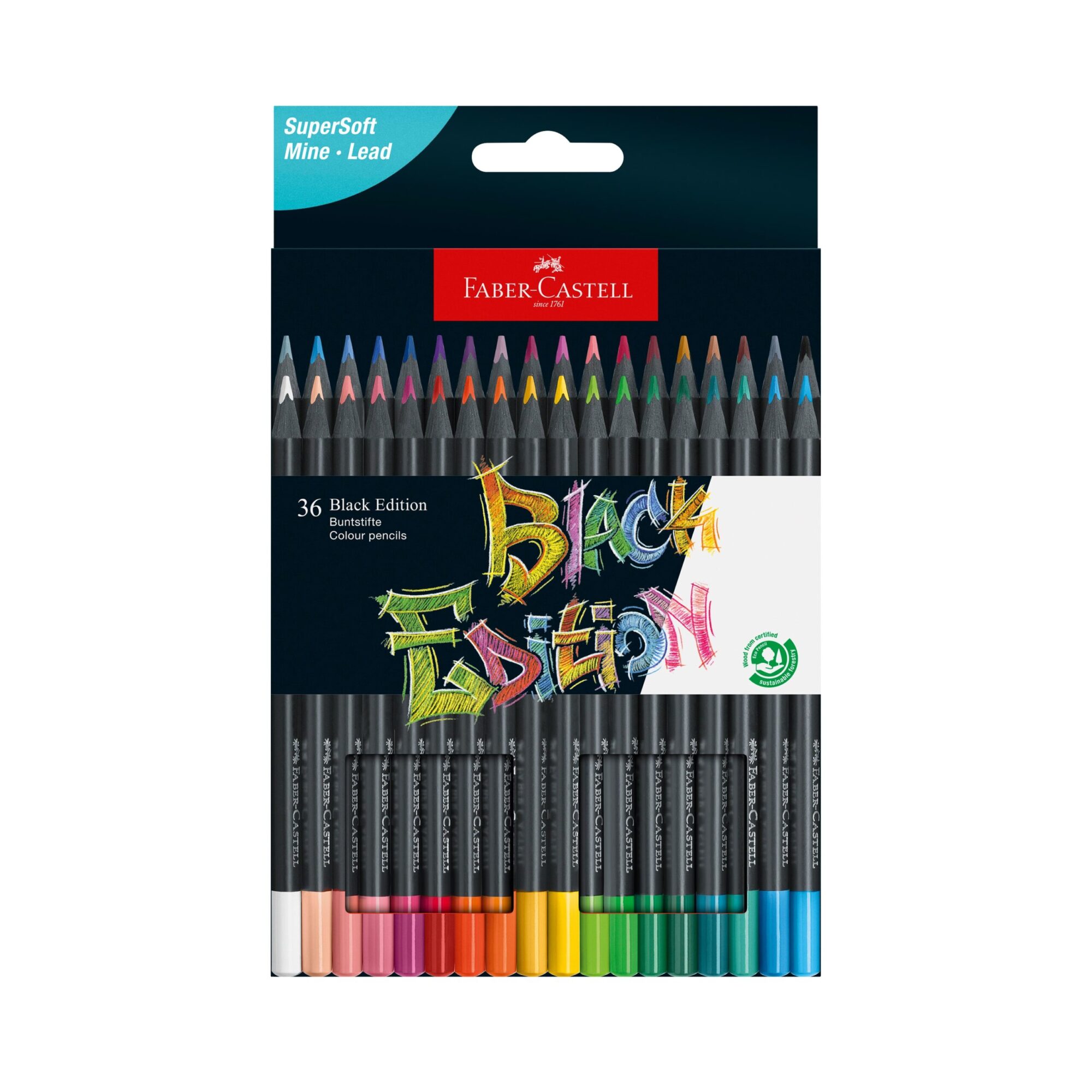 Faber-Castell Black Edition 36 Color Pencils Set - Brilliant Hues