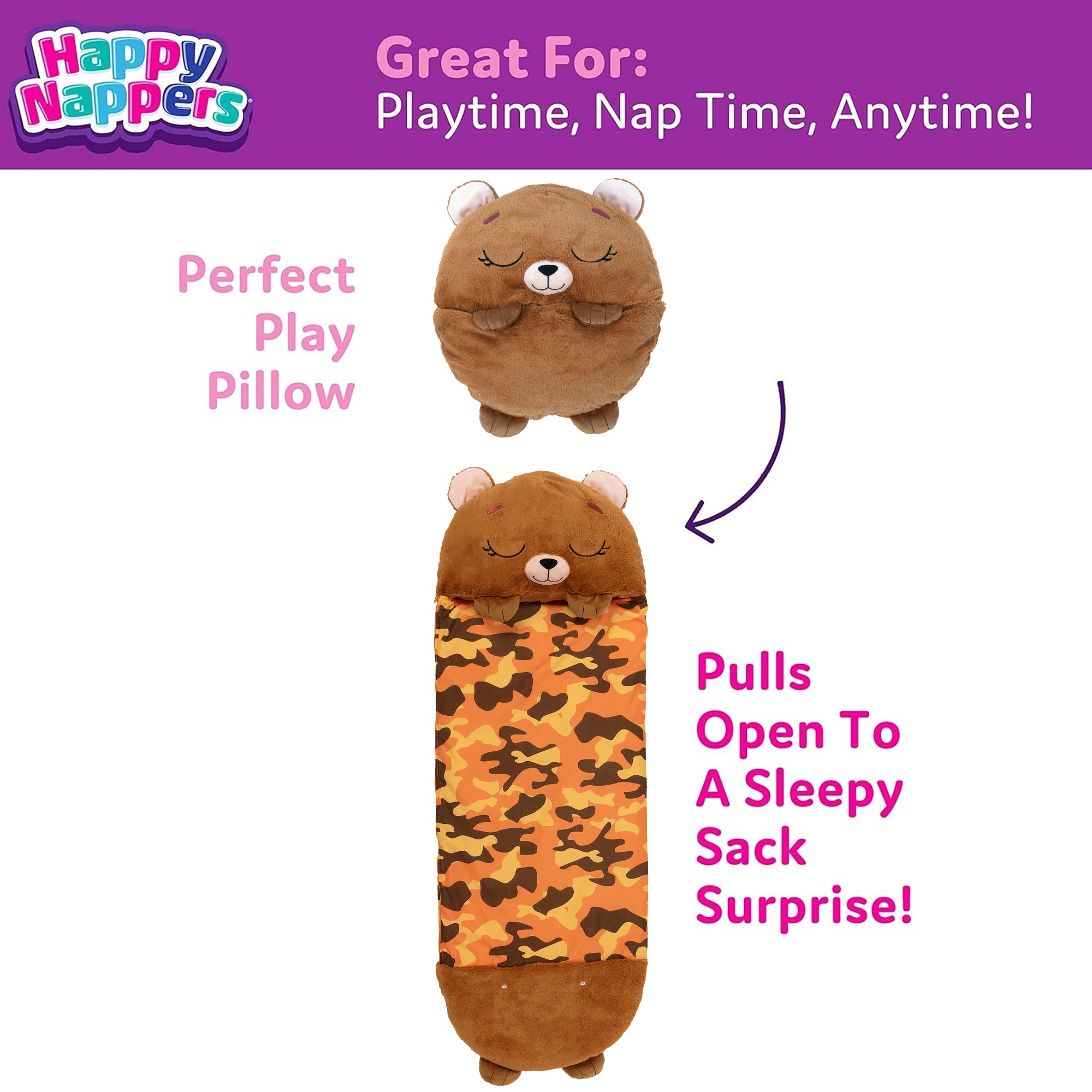 Happy Nappers 54 inch Transforming Benny The Bear Sleeping Bag - Image 3