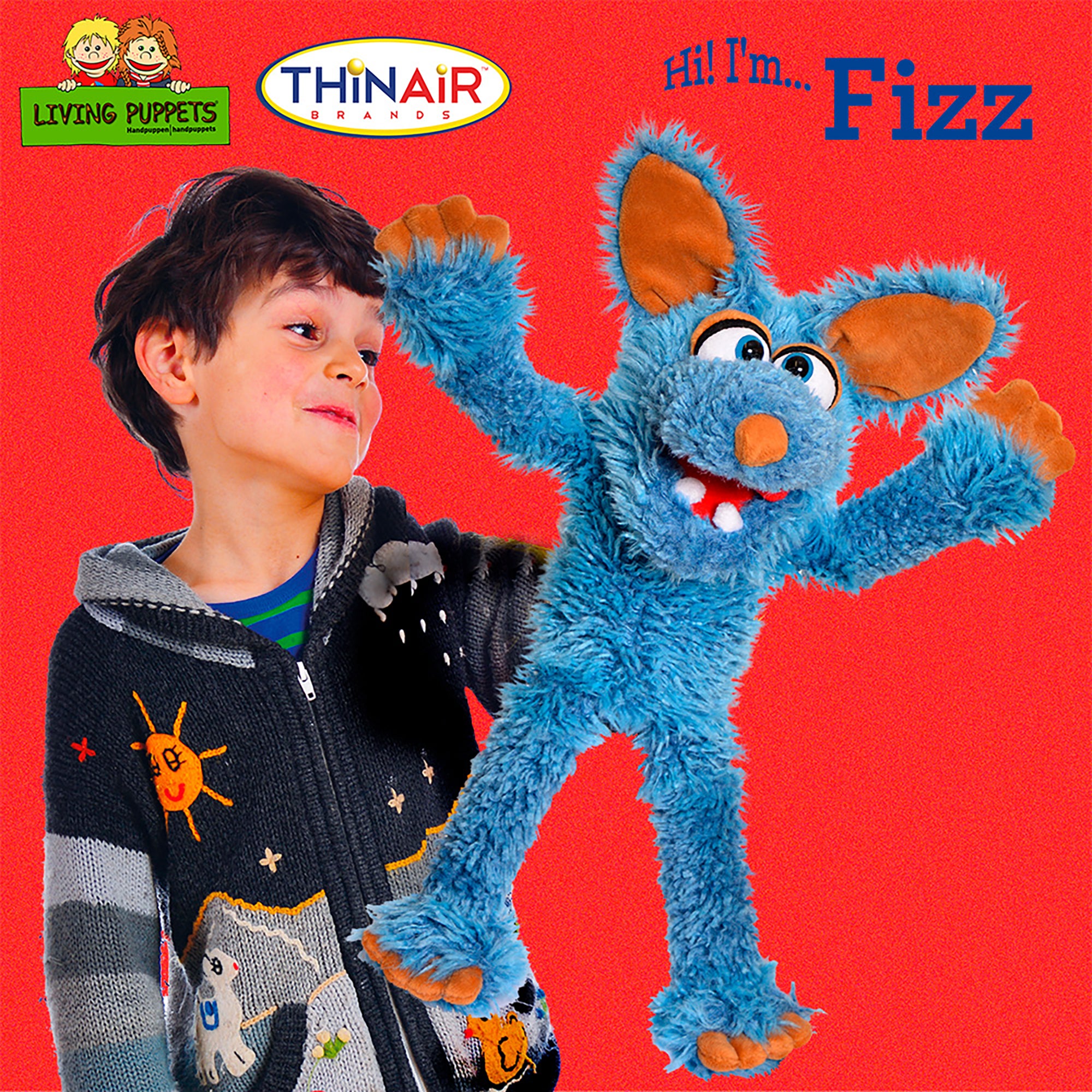 Living Puppets Handmade Fizz The Blue Dog Plush Hand Puppet - Image 3