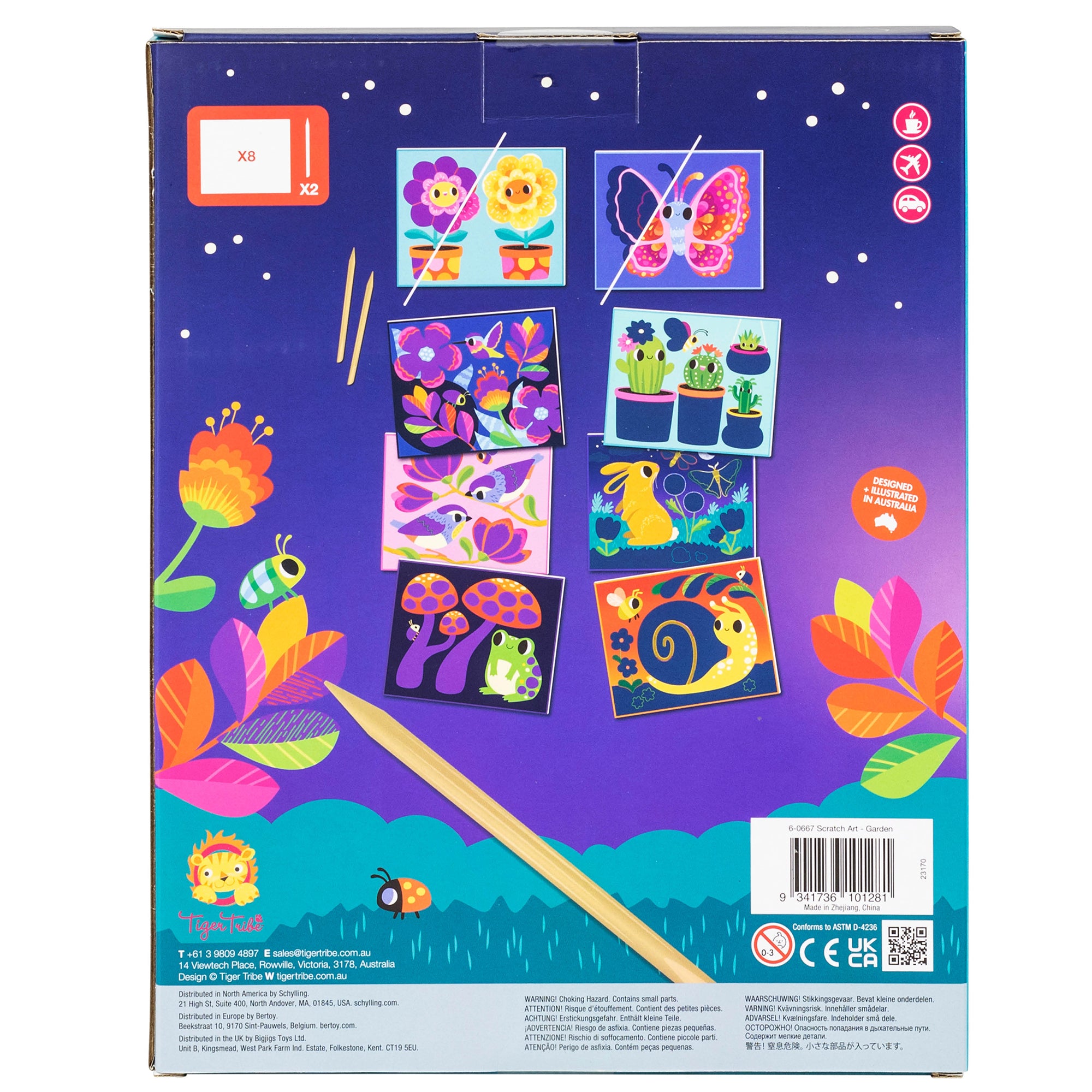 Tiger Tribe Scratch Art Garden Set - Vibrant Color Reveal, 8 Designs - Image 2