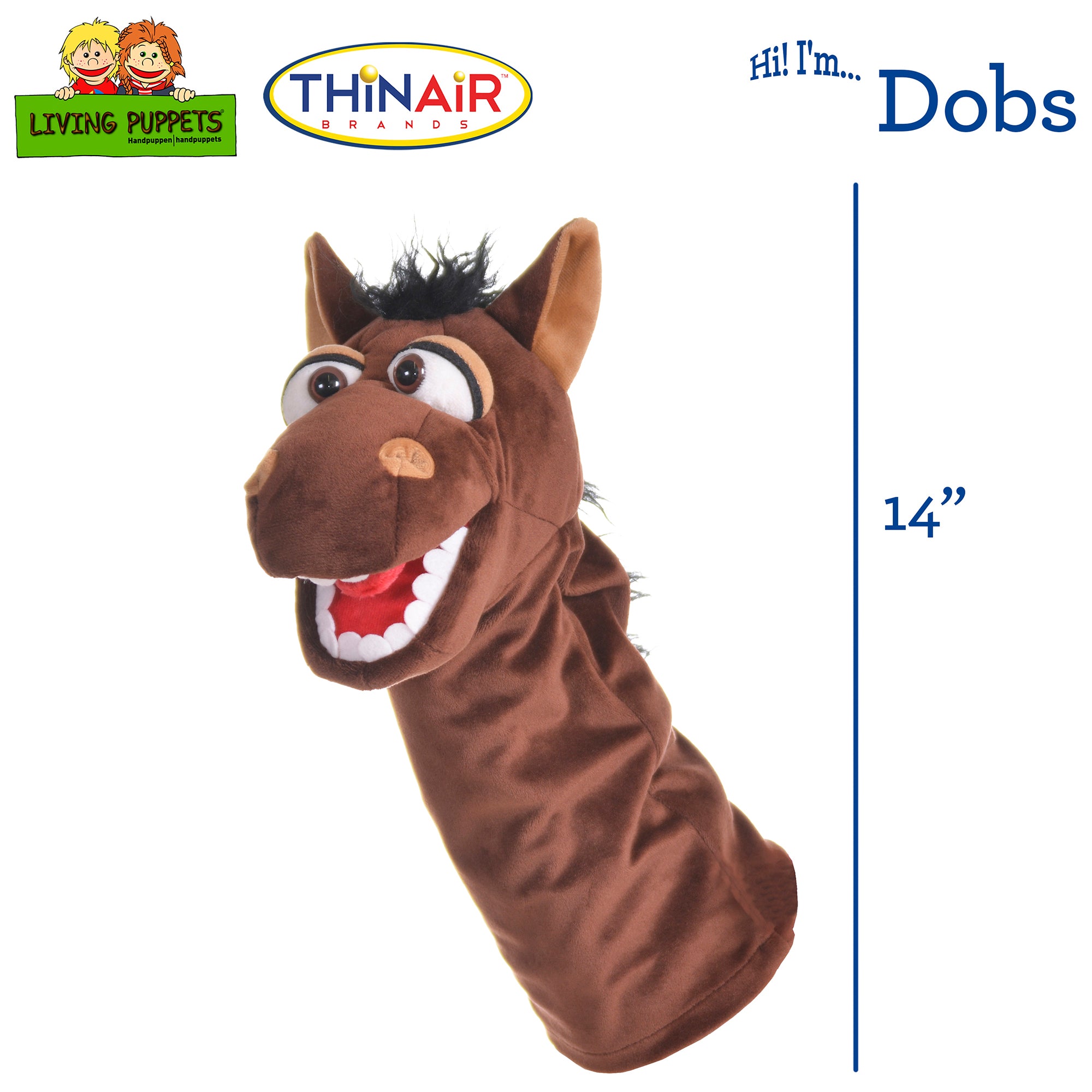 Living Puppets Handmade Dobs The Brown Horse Plush Hand Puppet - Image 2