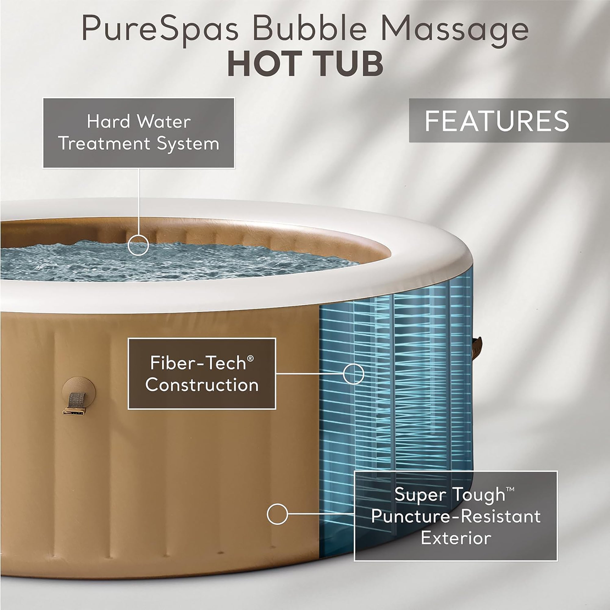 Intex PureSpa Sahara Tan 4-Person Inflatable Hot Tub ?C 77" Round with Jets - Image 2