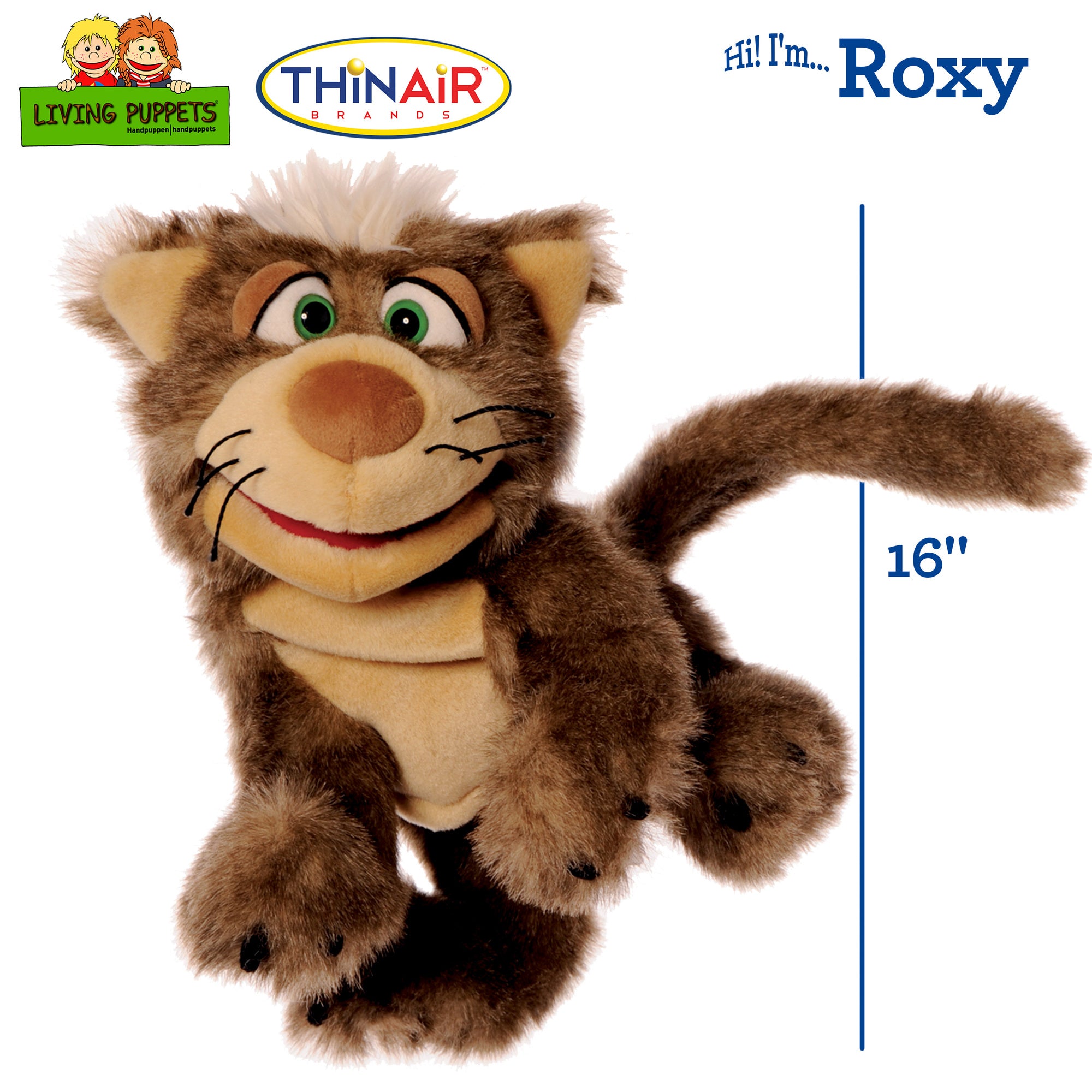Living Puppets Roxy The Brown Cat 16" Plush Hand Puppet - Image 2