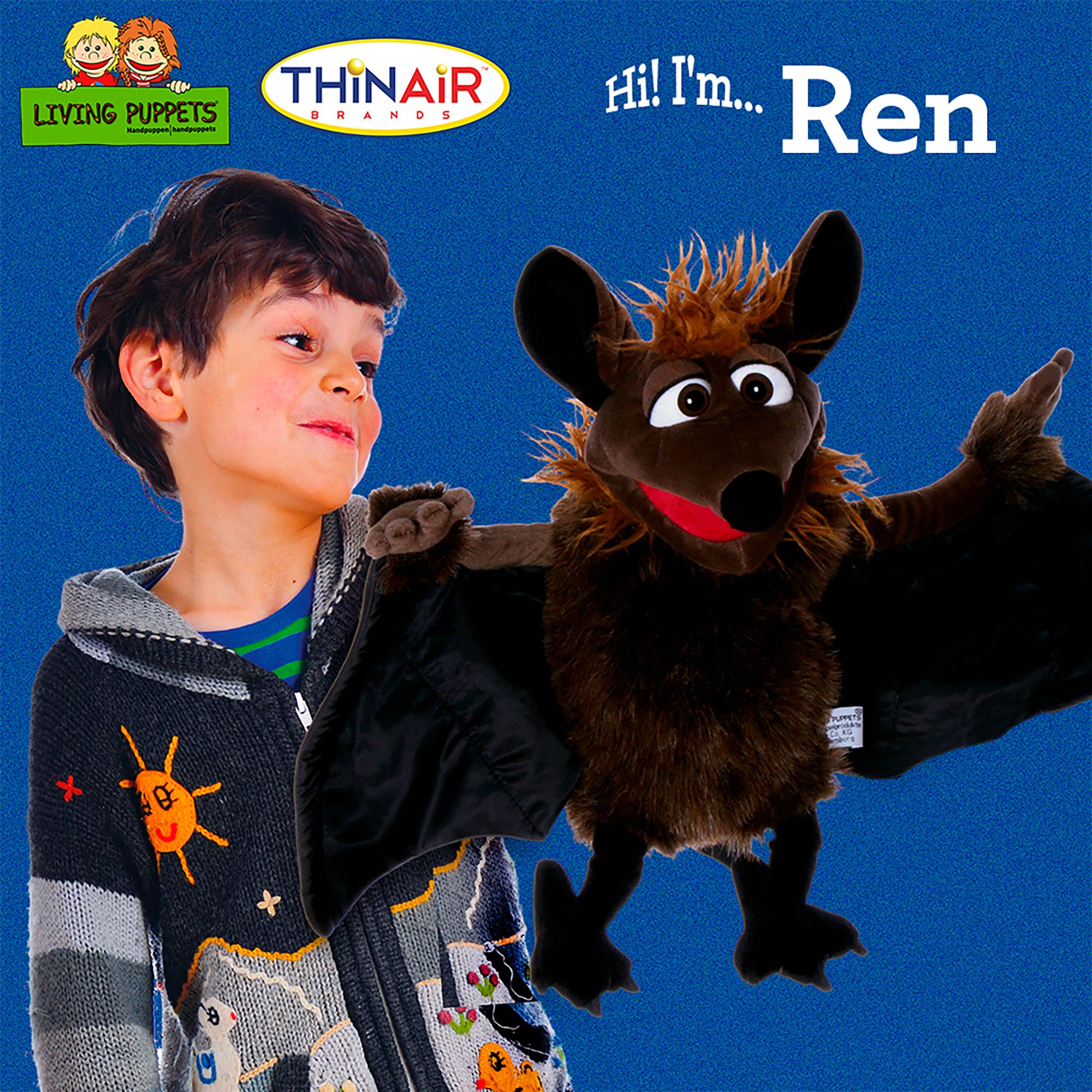 Living Puppets Ren The Flying Bat 26" Plush Hand Puppet - Image 3