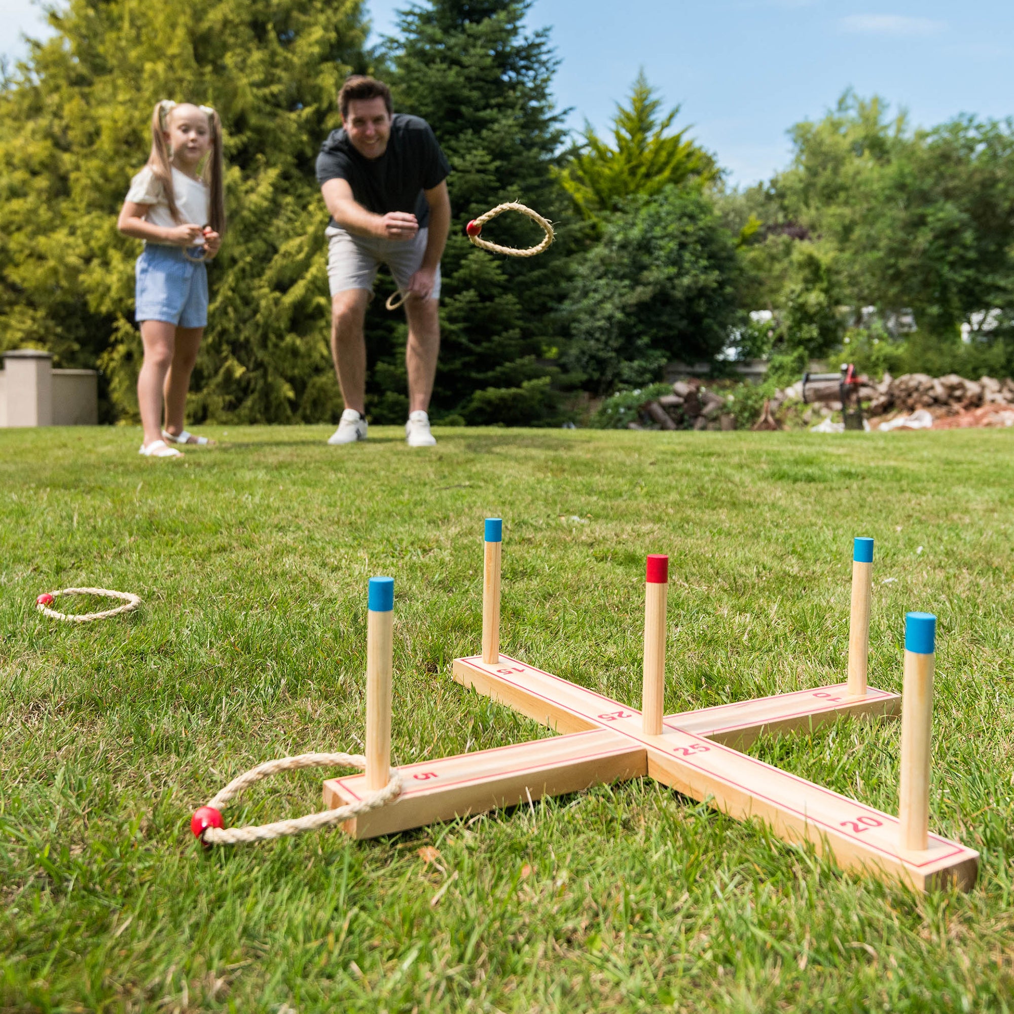 Grasshopper Games Classic Ring Toss Wood Game Set with Carrying Bag - Ages 3+ - Image 3