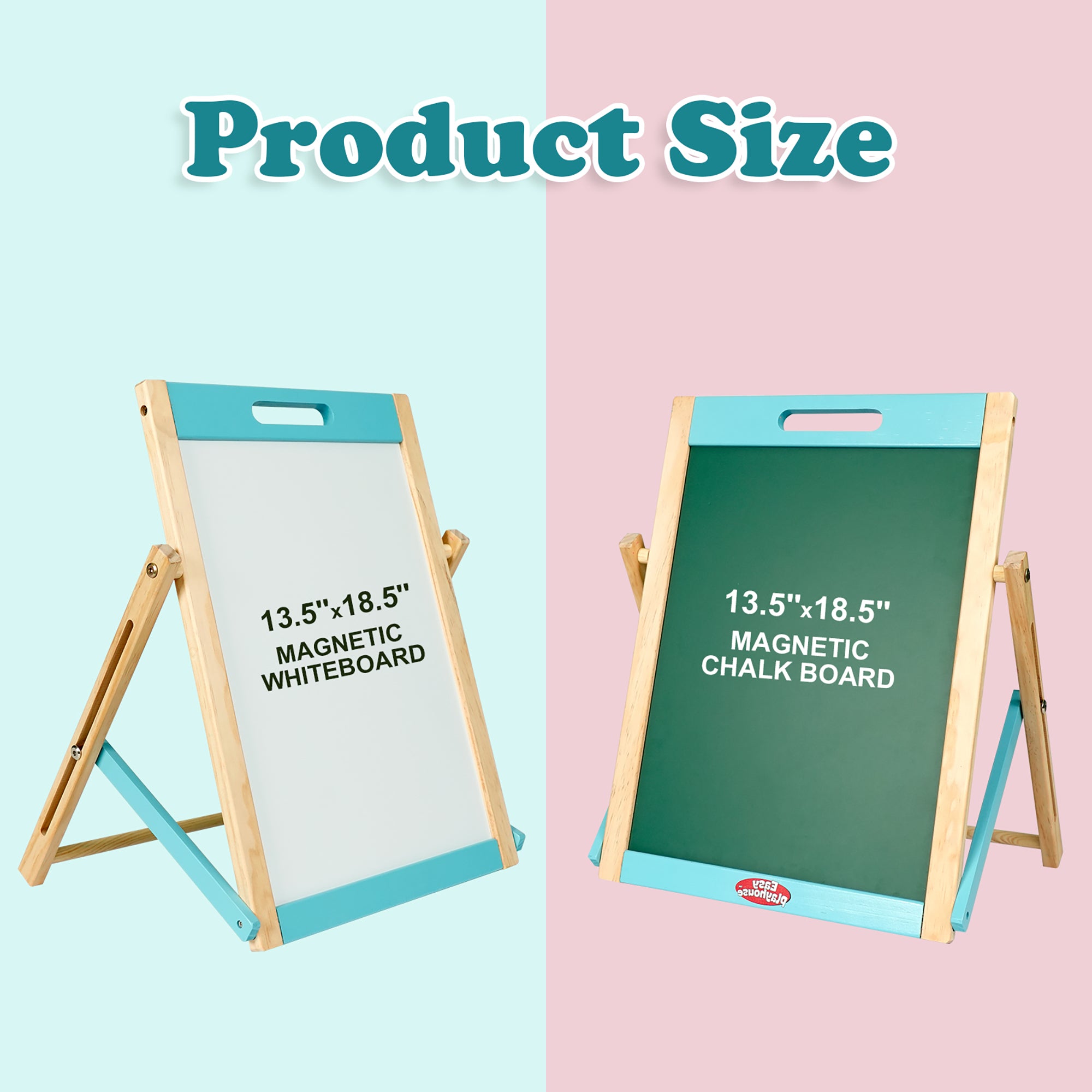 Easy Playhouse Wooden Tabletop Art Easel - Magnetic Double-Sided Chalk & Whiteboard - Image 3