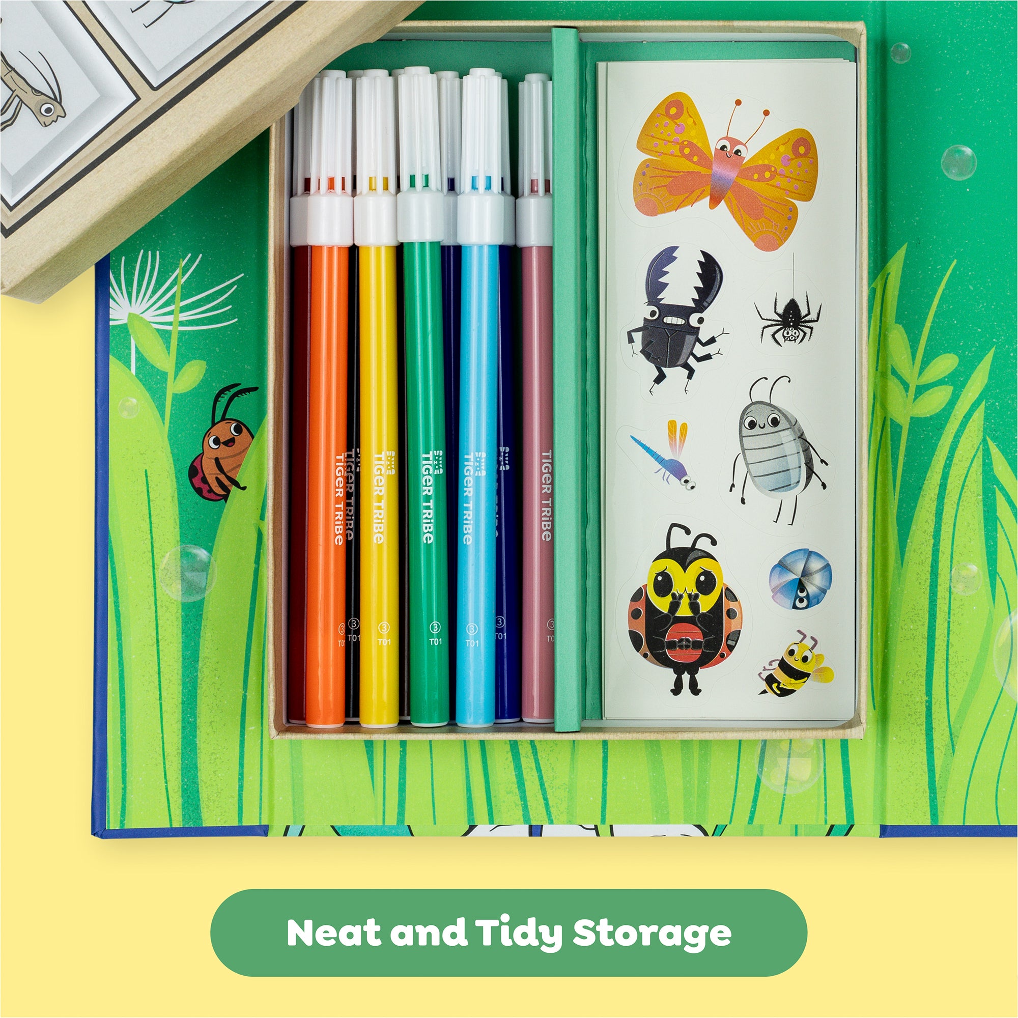 Tiger Tribe Backyard Bugs Coloring Set - Markers & Stickers, Ages 5+ - Image 4