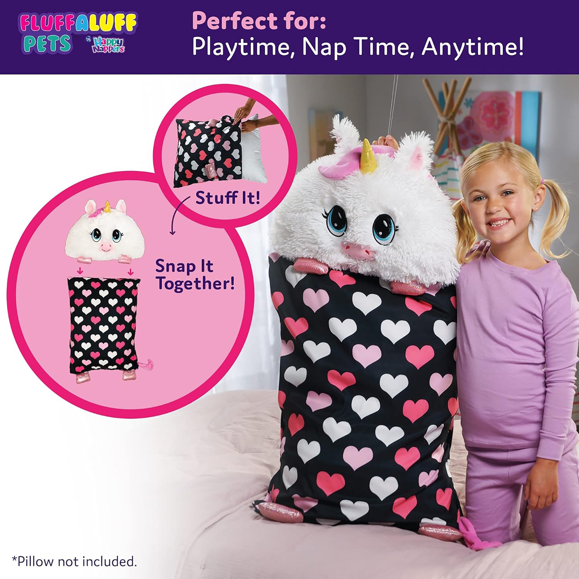 Happy Nappers Arianna Unicorn 36 inch 2-in-1 Play and Sleep Pillow - Image 4
