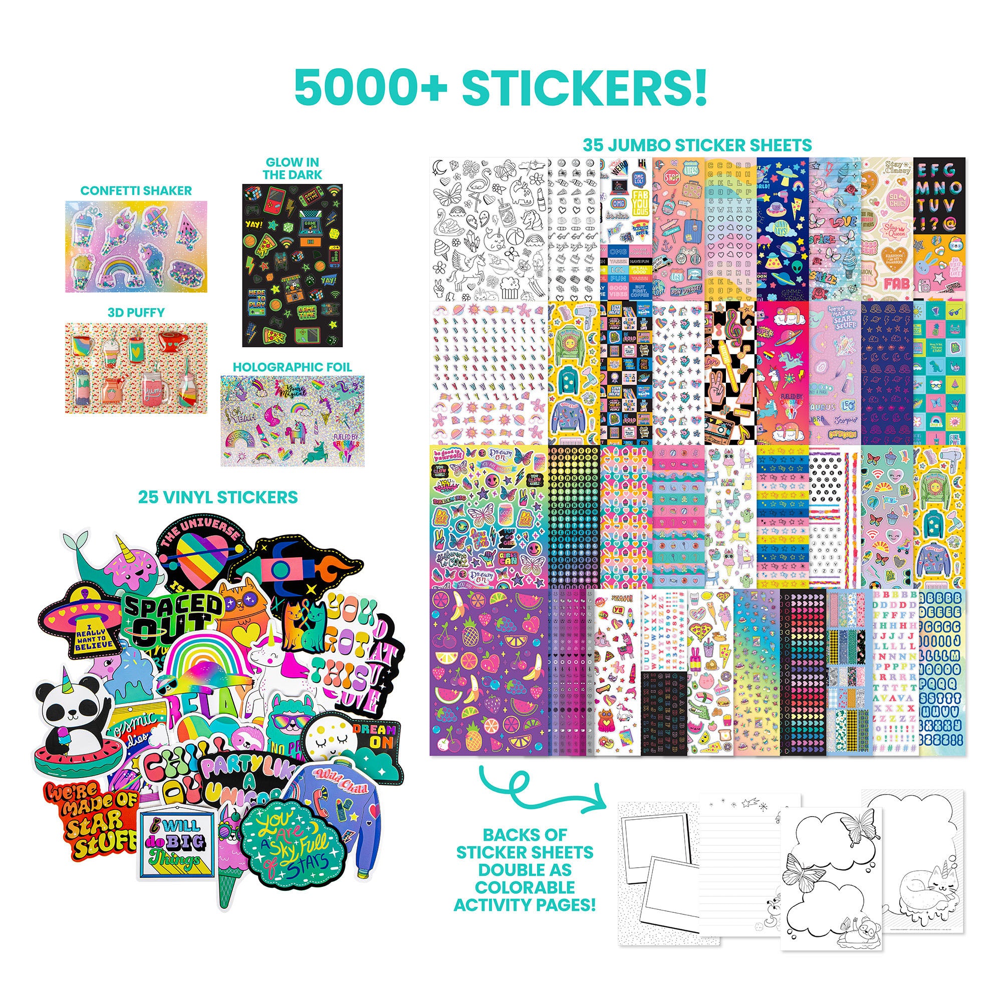 Mega Sticker Collection 5000+ Spectacular Variety Pack with 3D, Glow & Holographic Designs - Image 3