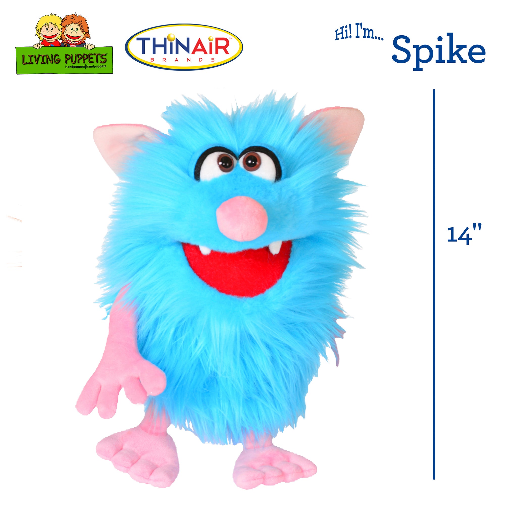 Living Puppets Hand-Made Spike the Blue Monster - 14" Plush Puppet - Image 2
