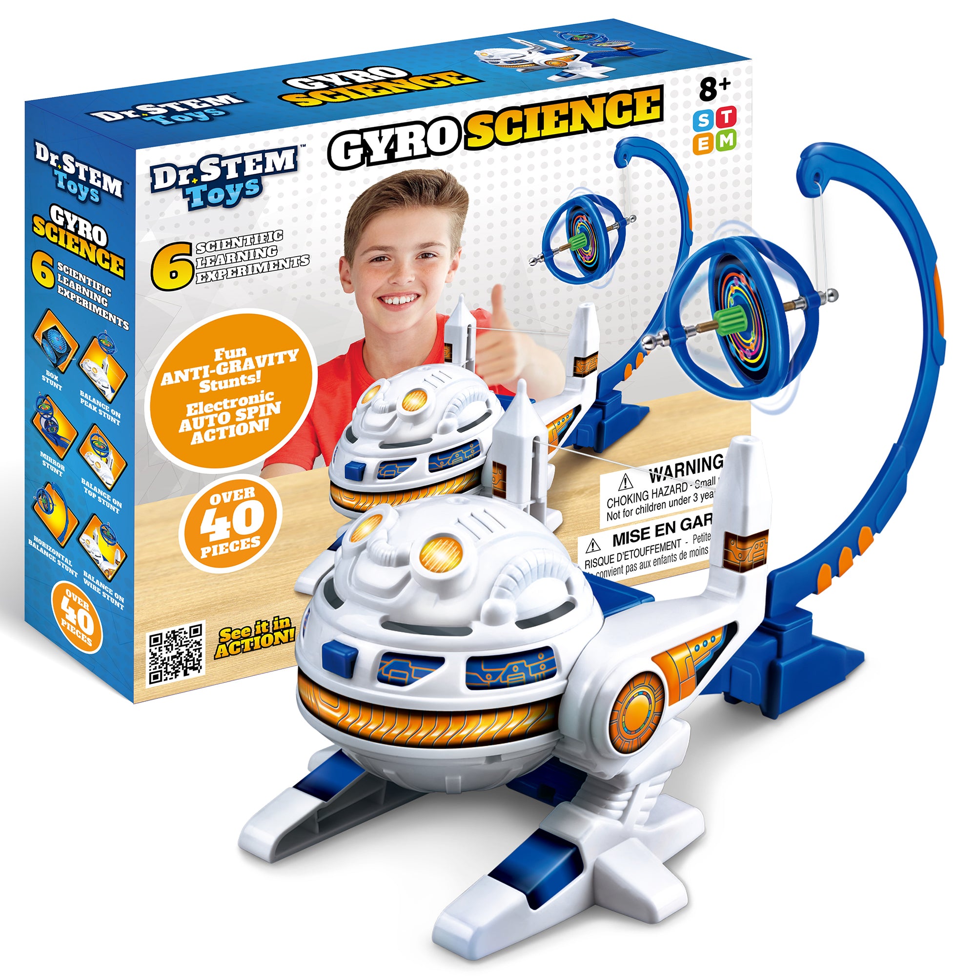 Dr. STEM Gyro Science 40-Piece Kit - Gyroscope Stunts & Auto Spin for Kids 8+