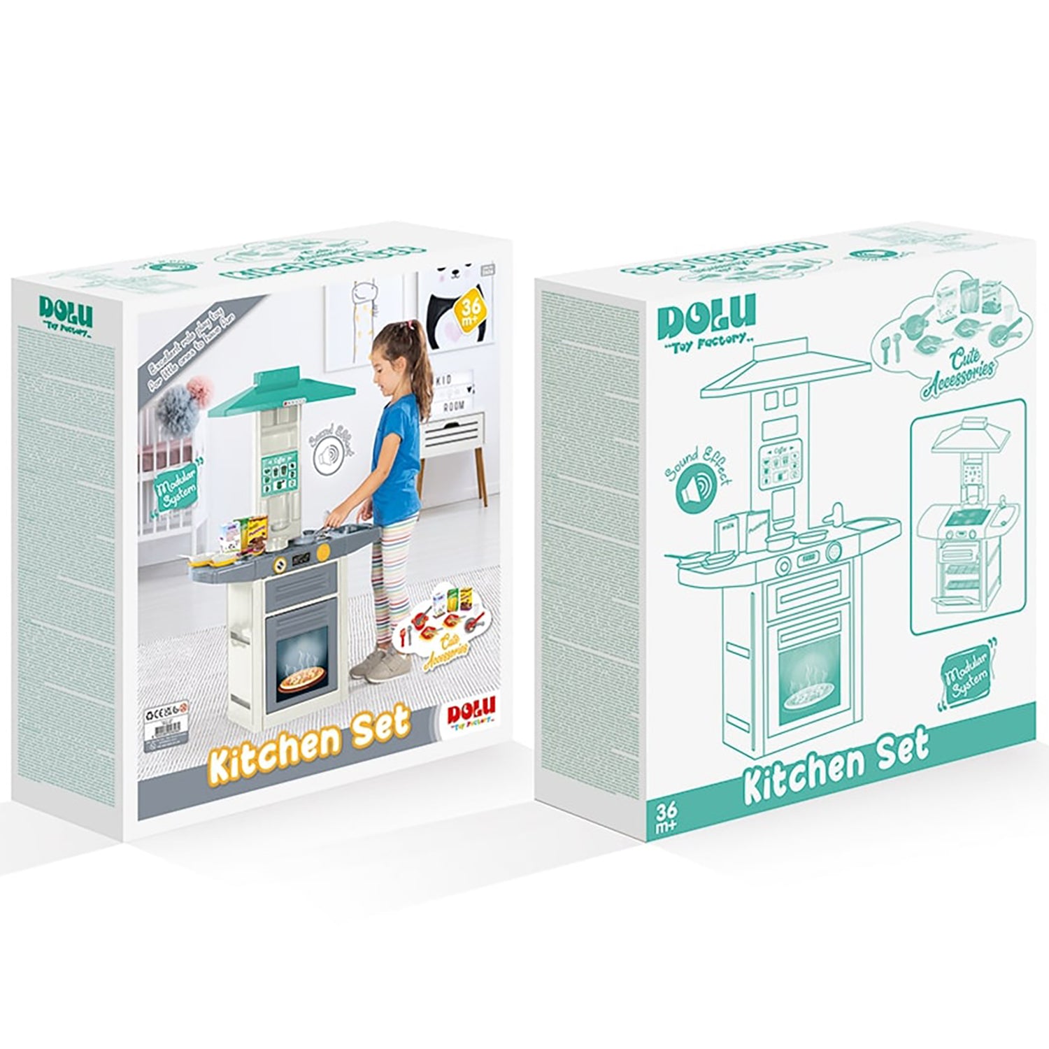 Dolu 20-Piece Toy Kitchen Playset - Green-Yellow-Gray - Image 3