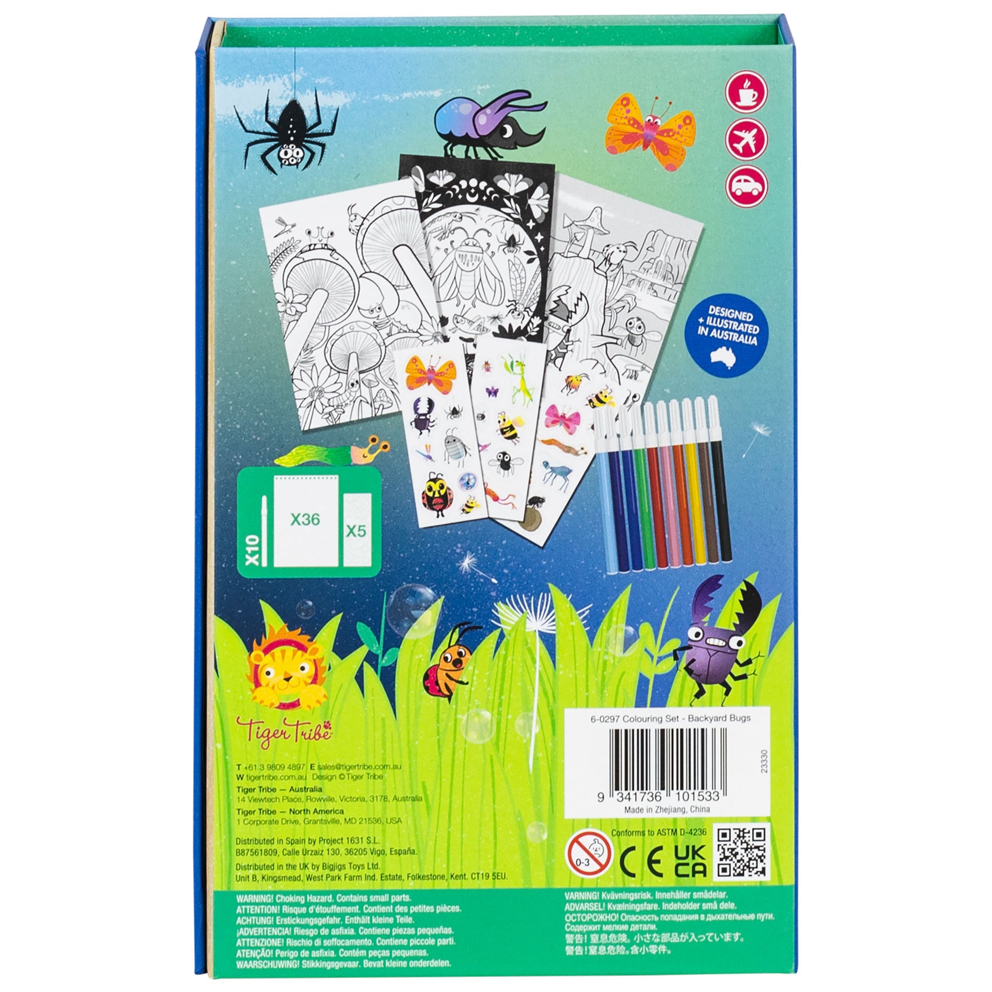 Tiger Tribe Backyard Bugs Coloring Set - Markers & Stickers, Ages 5+ - Image 2