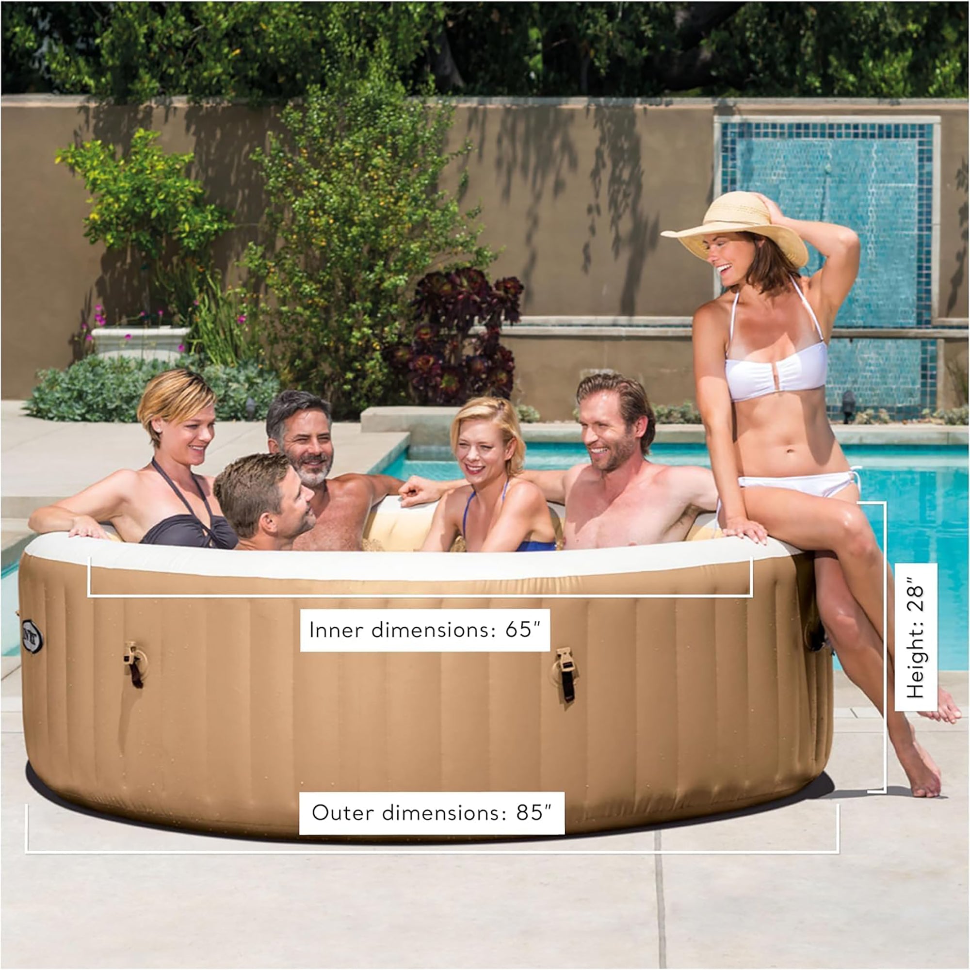 Intex PureSpa Sahara Tan 6-Person Inflatable Hot Tub ?C 85" Round with Jets - Image 3
