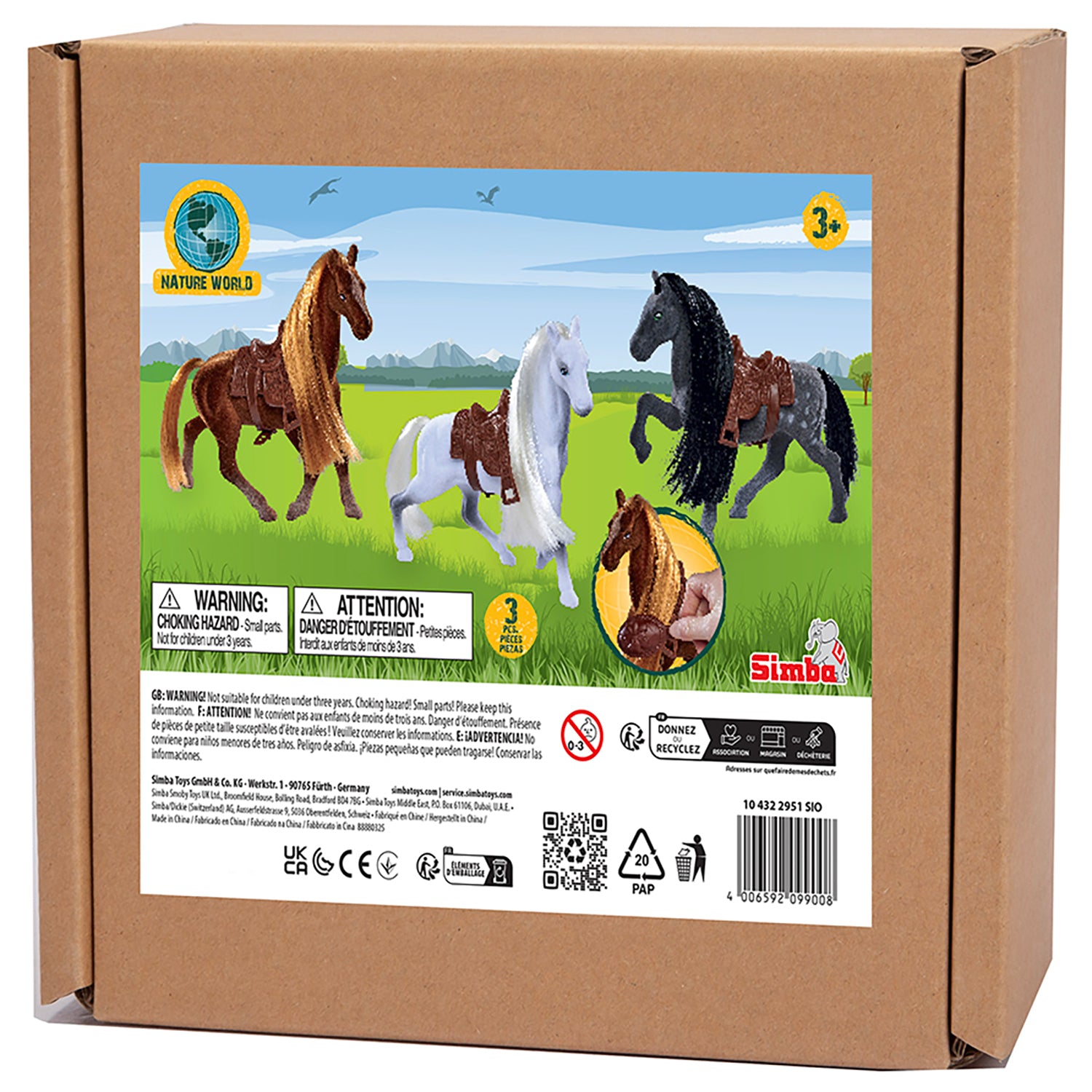 Simba Toys Flocked Horse Trio with Brushes and Saddles Set - Multicolor - Image 2