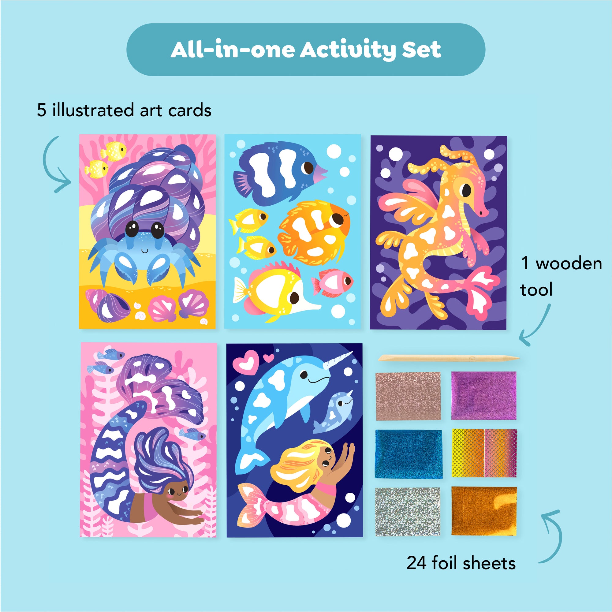 Tiger Tribe Foil Art Ocean Magic - Creative Set for Kids - Image 2