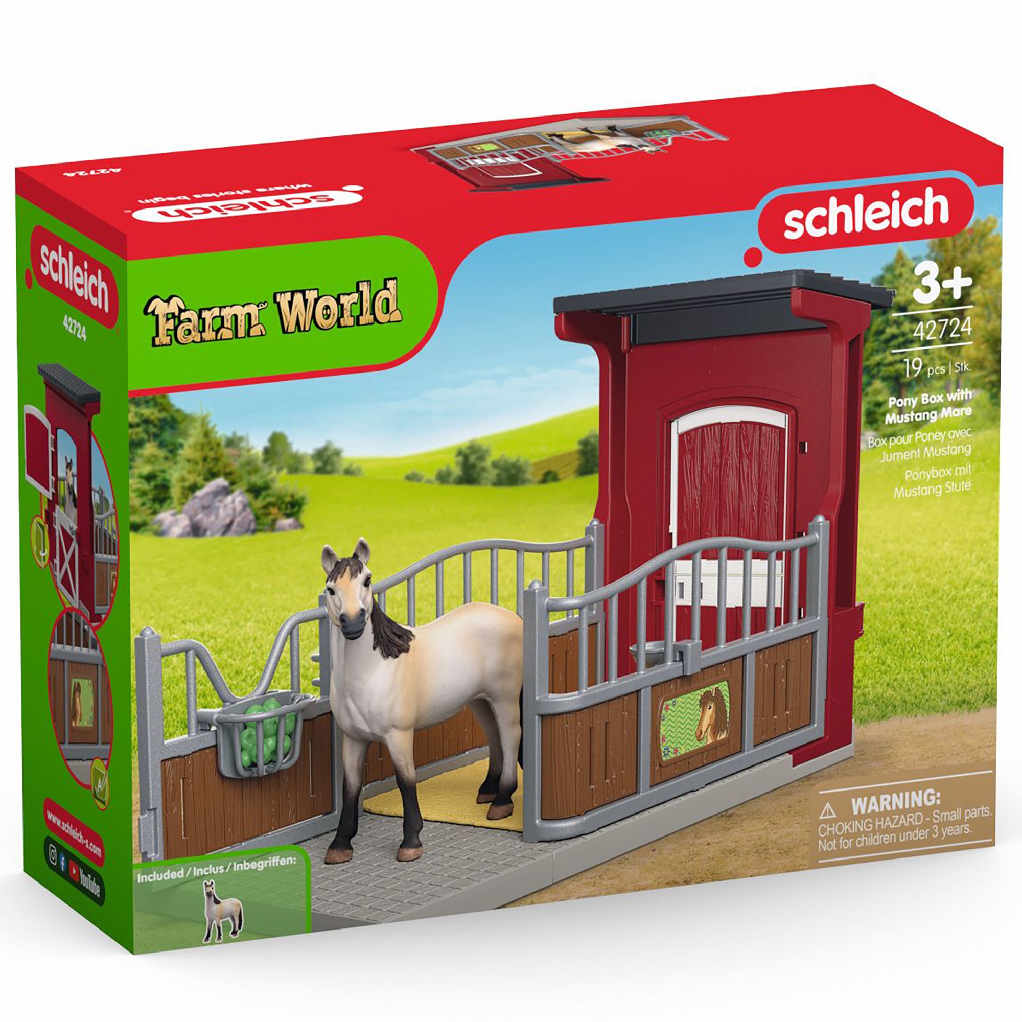 Schleich Farm World Ponybox & Mustang Mare - 4pc Playset - Image 2