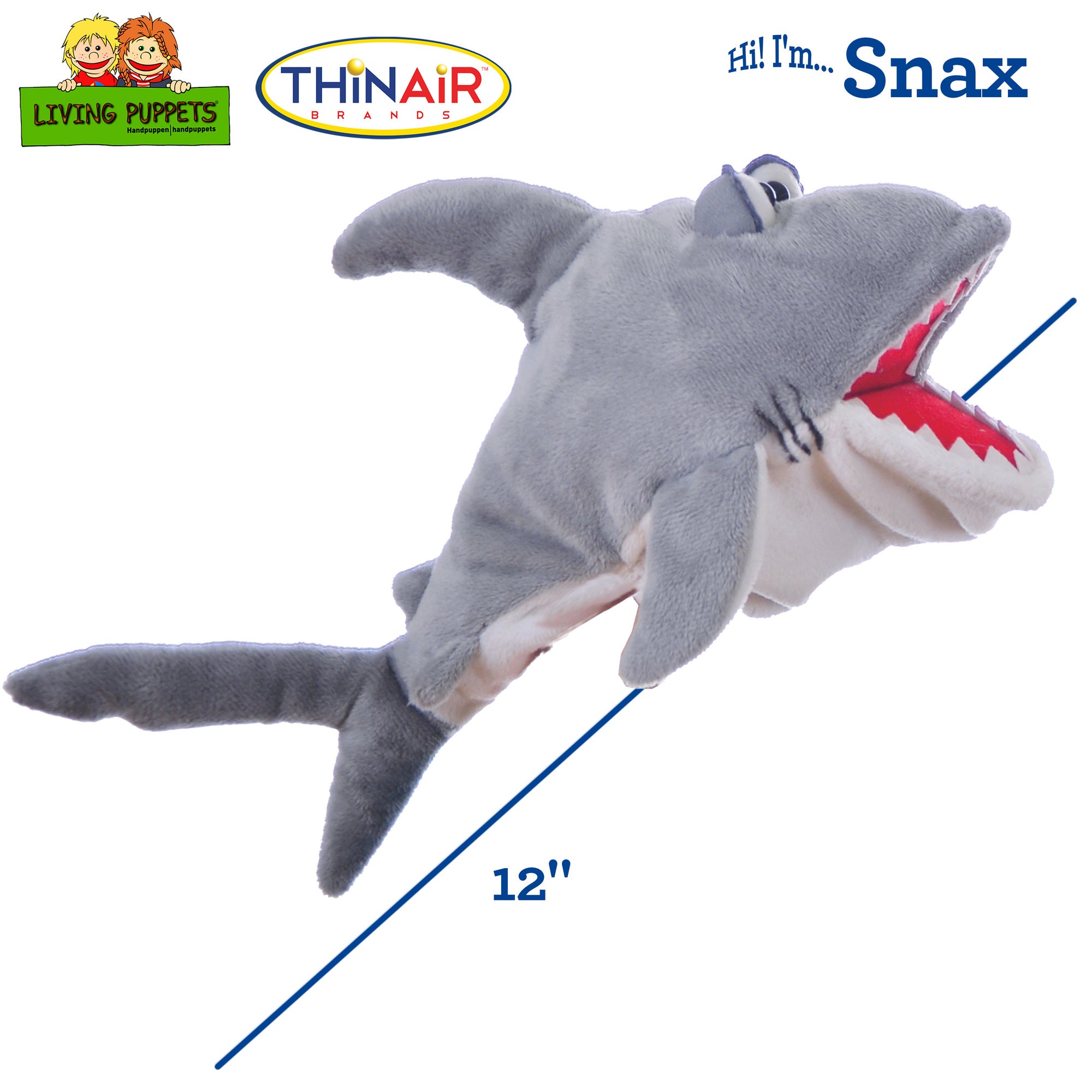 Living Puppets: Snax The Friendly Shark Hand Puppet ?C 12" Plush - Image 2