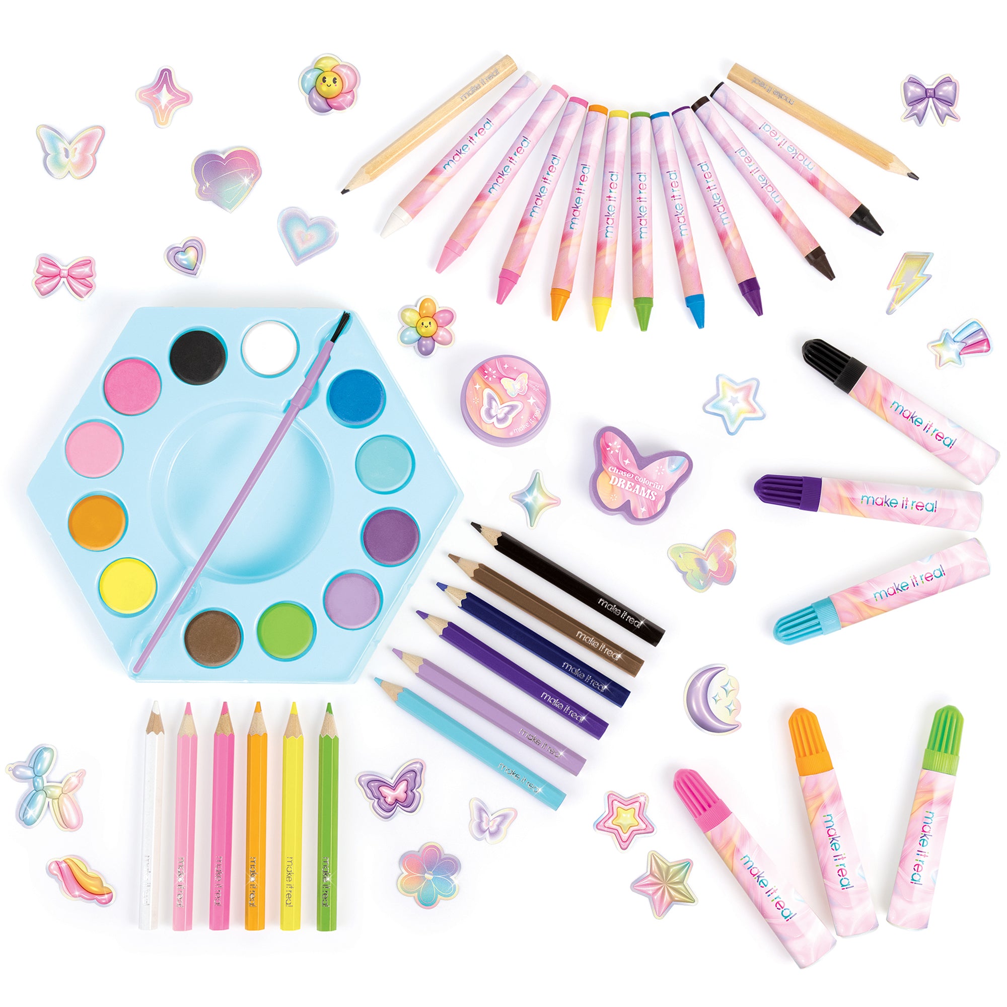 Make It Real Creative Heart Art Studio Set - Hexagon 68pc Kit for Tween Girls - Image 3