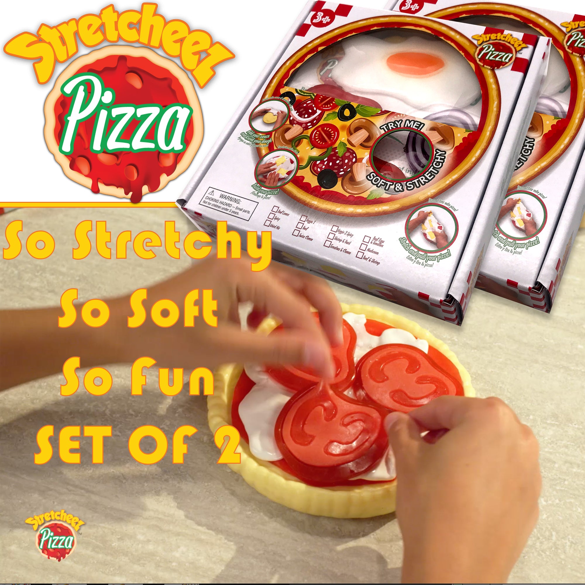 Stretcheez Pizza 2pk ?C Collectible Squishy Toy Food for Kids 3+ - Image 2