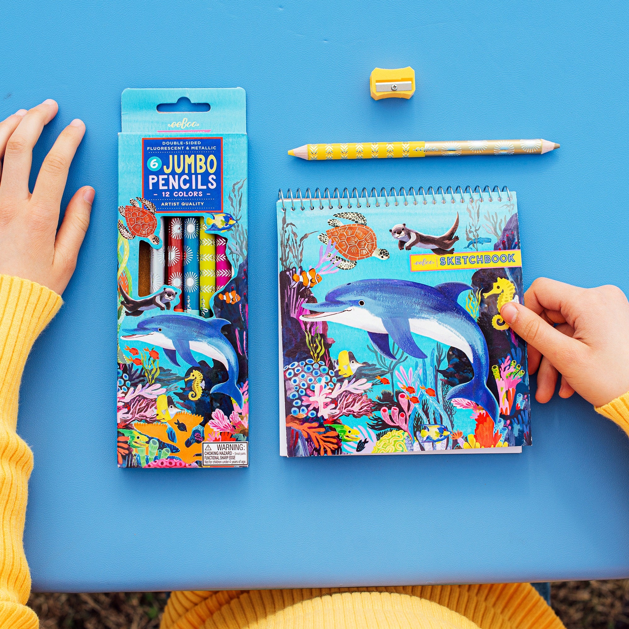 eeBoo Sea Life Double-Sided Jumbo Colored Pencils - 6pc Set - Image 5